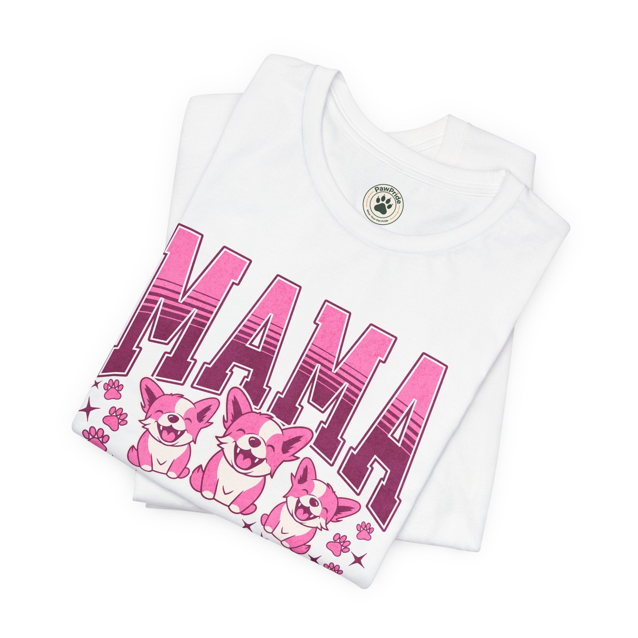 Mama Tee — Pink Corgi Mom Graphic T-Shirt
