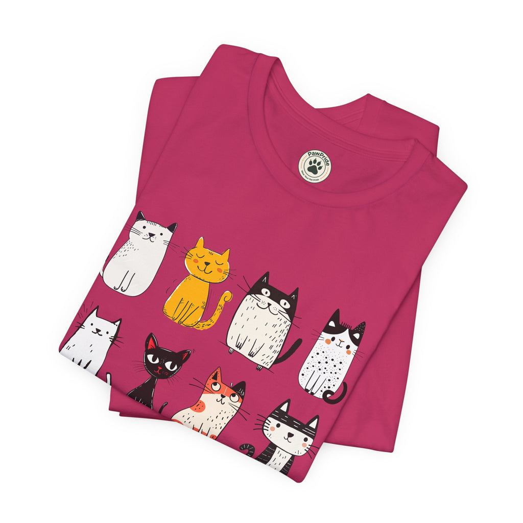 Purrfect Love Cat T-Shirt — Cute Cartoon Cats Tee for Cat Lovers