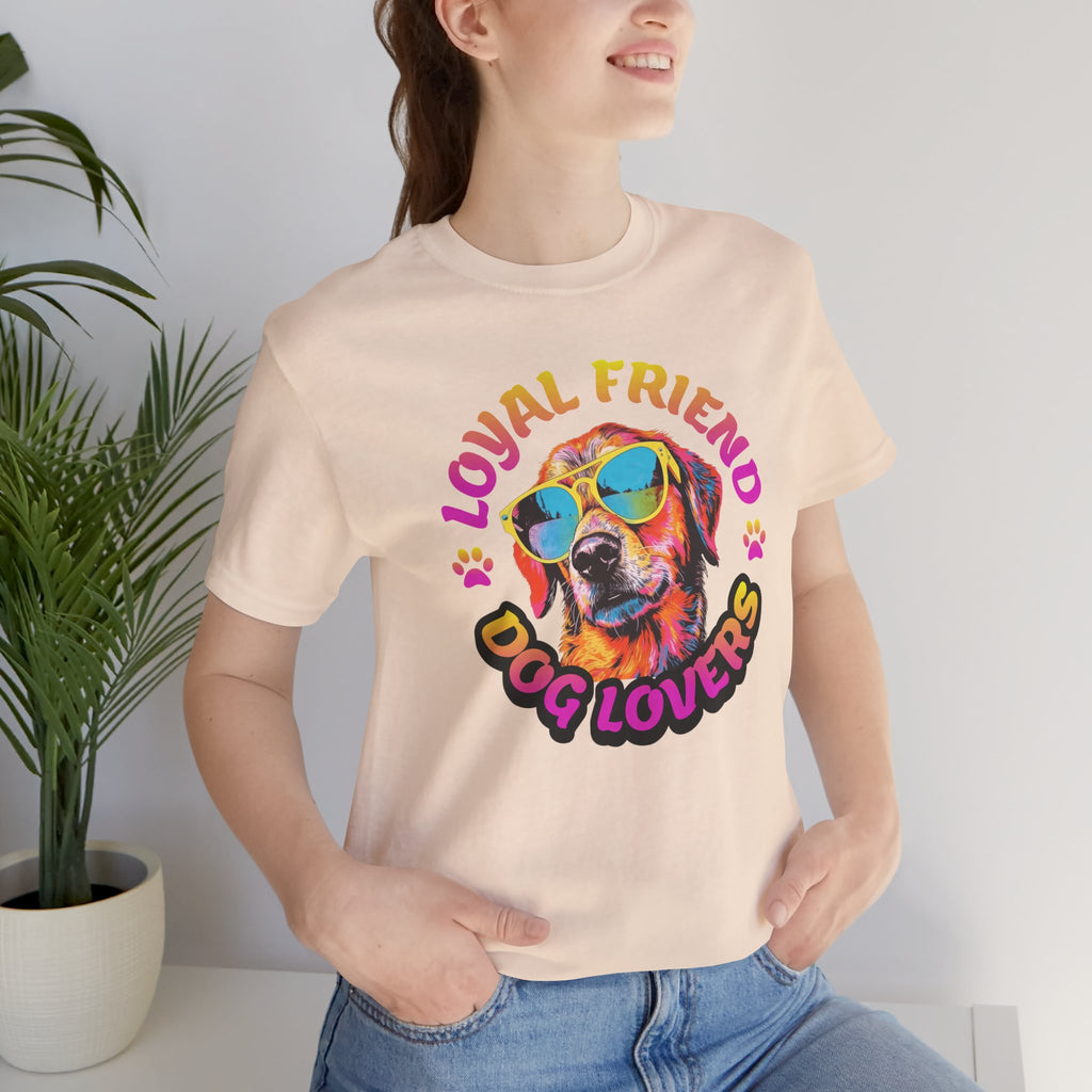 Dog Lovers T-Shirt — "Loyal Friend" Colorful Sunglasses Puppy Tee
