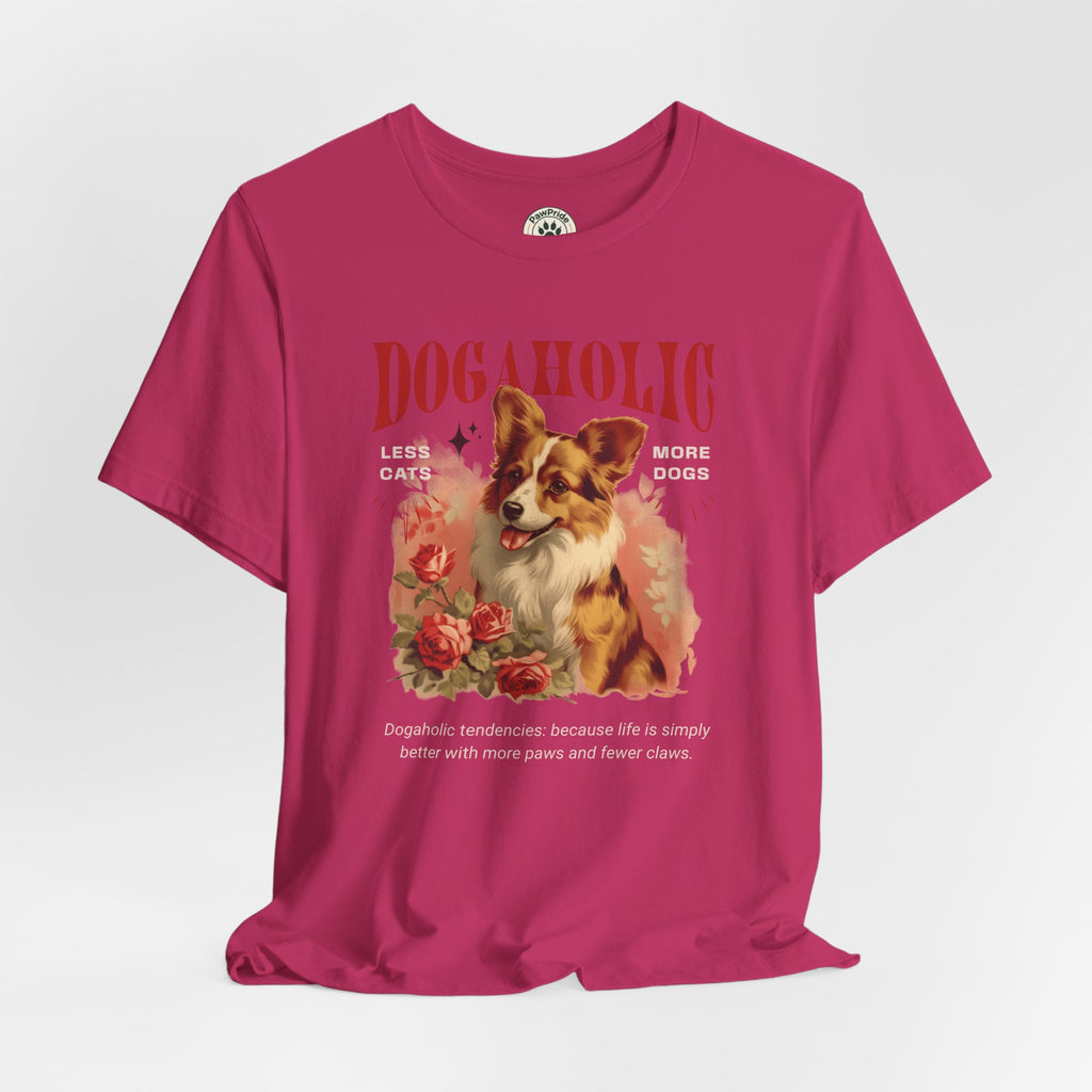 Dogaholic Graphic Tee — Vintage Floral Dog Lover T-Shirt