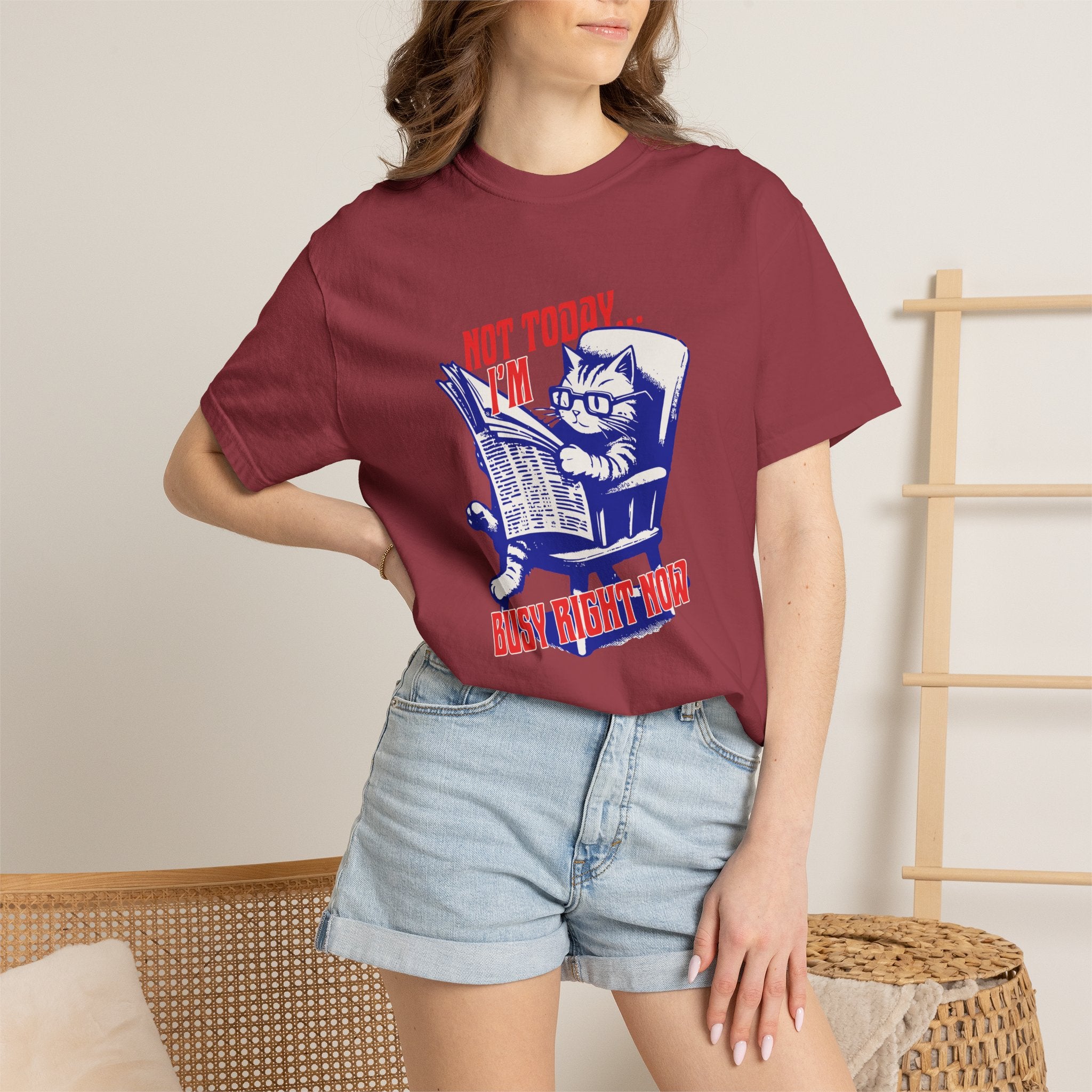 Cat Reading T-Shirt — "Not Today... I'm Busy Right Now" Vintage Graphic Tee