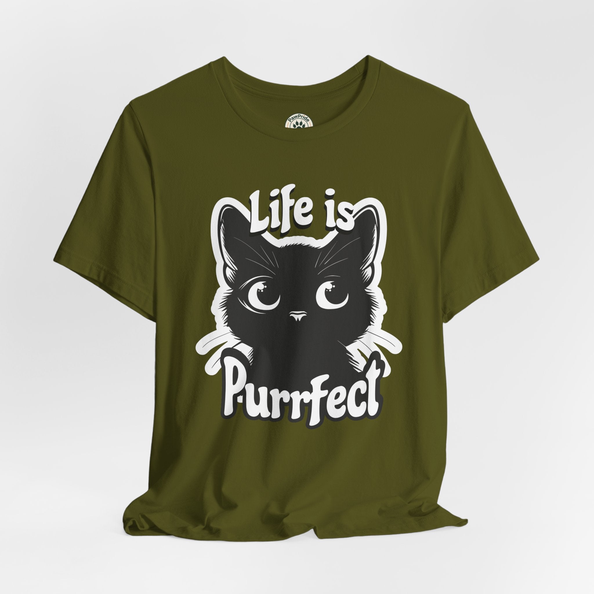Life Is Purrfect Cat T-Shirt — Cute Black Kitten Graphic Tee for Cat Lovers
