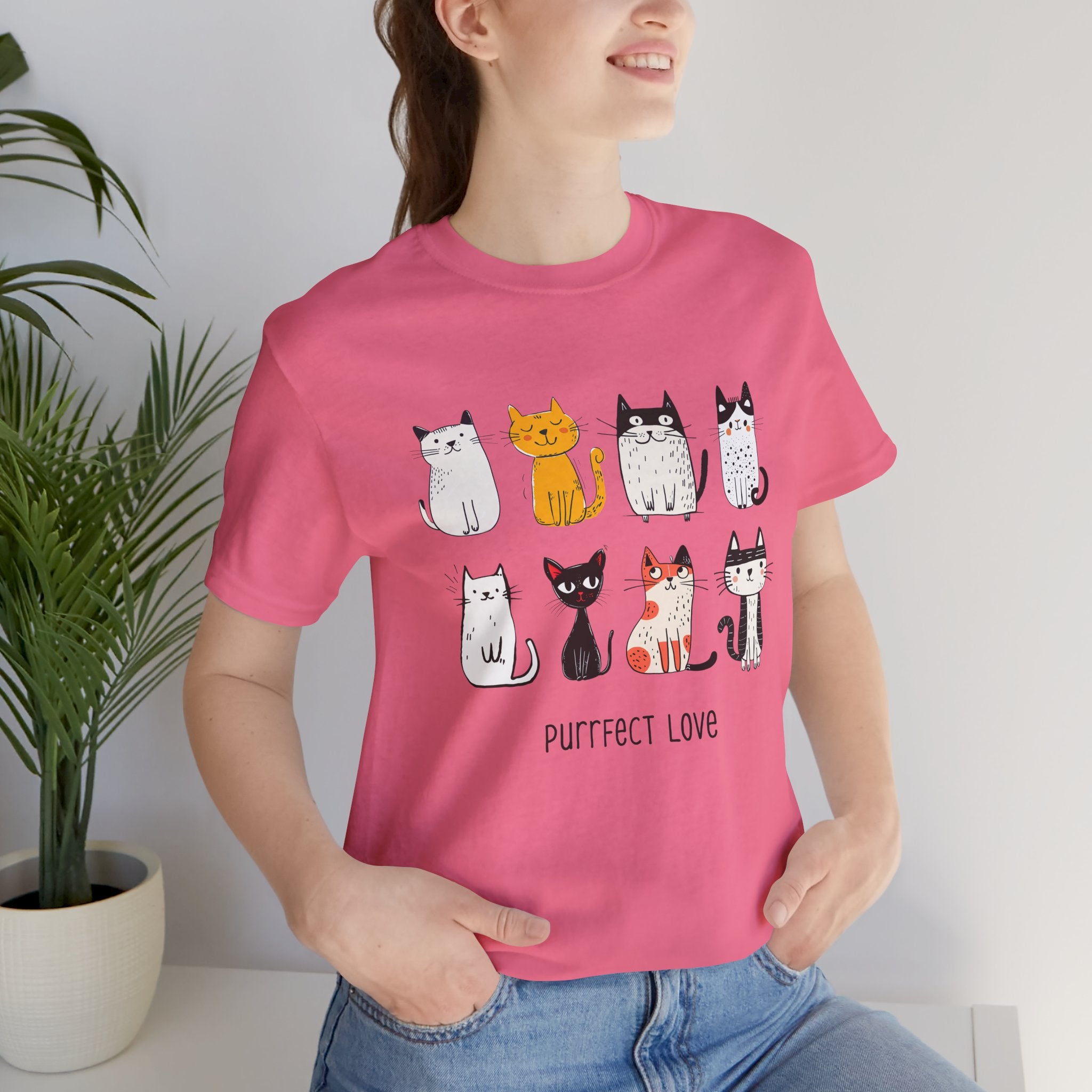 Purrfect Love Cat T-Shirt — Cute Cartoon Cats Tee for Cat Lovers