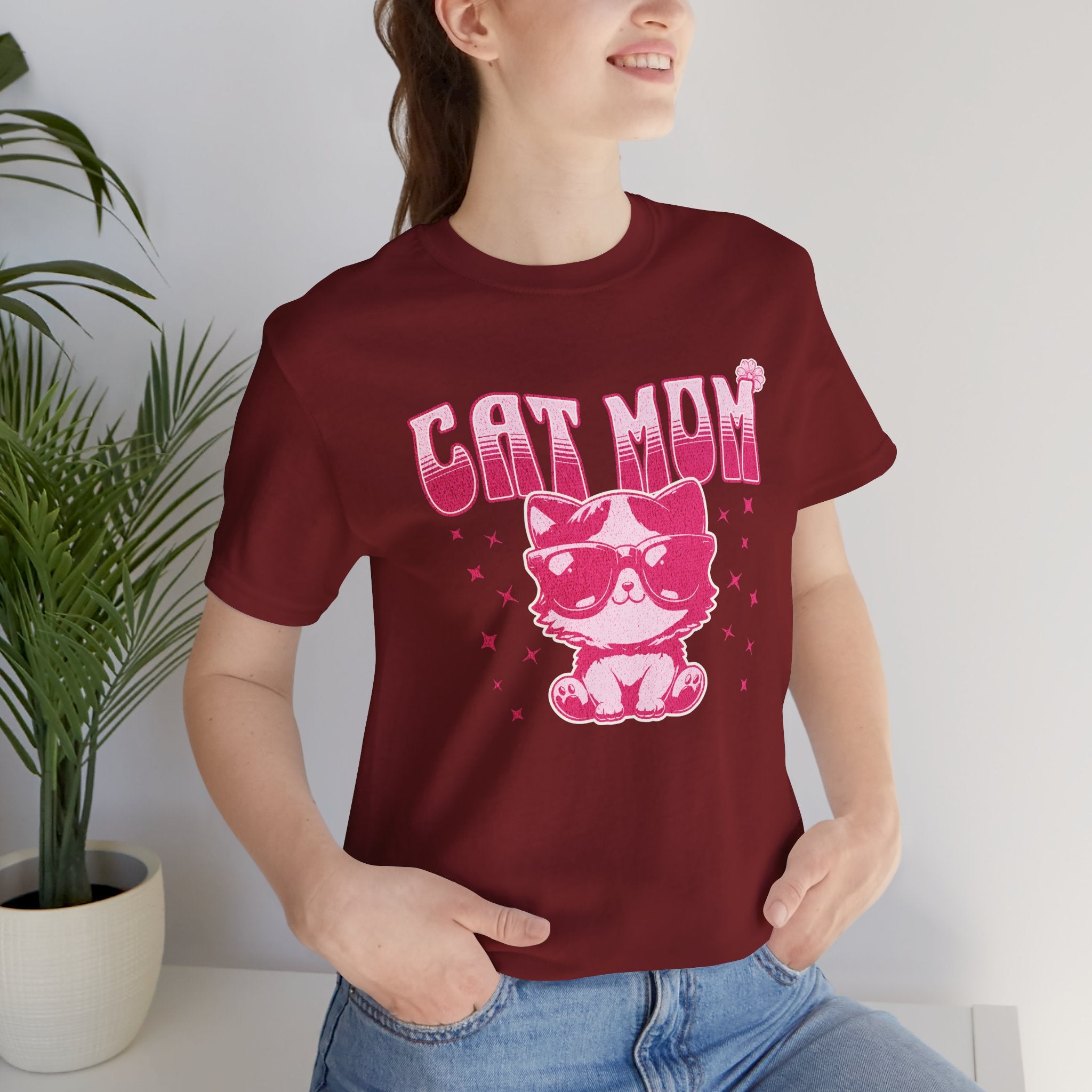 Cat Mom T-Shirt — Pink Cute Cat Graphic Tee