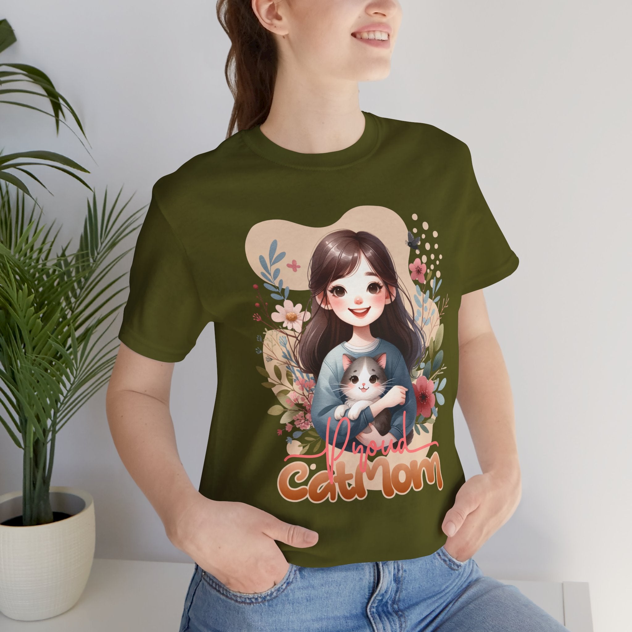 Cat Mom T-Shirt — Cute Floral Illustration Tee for Women Cat Lovers
