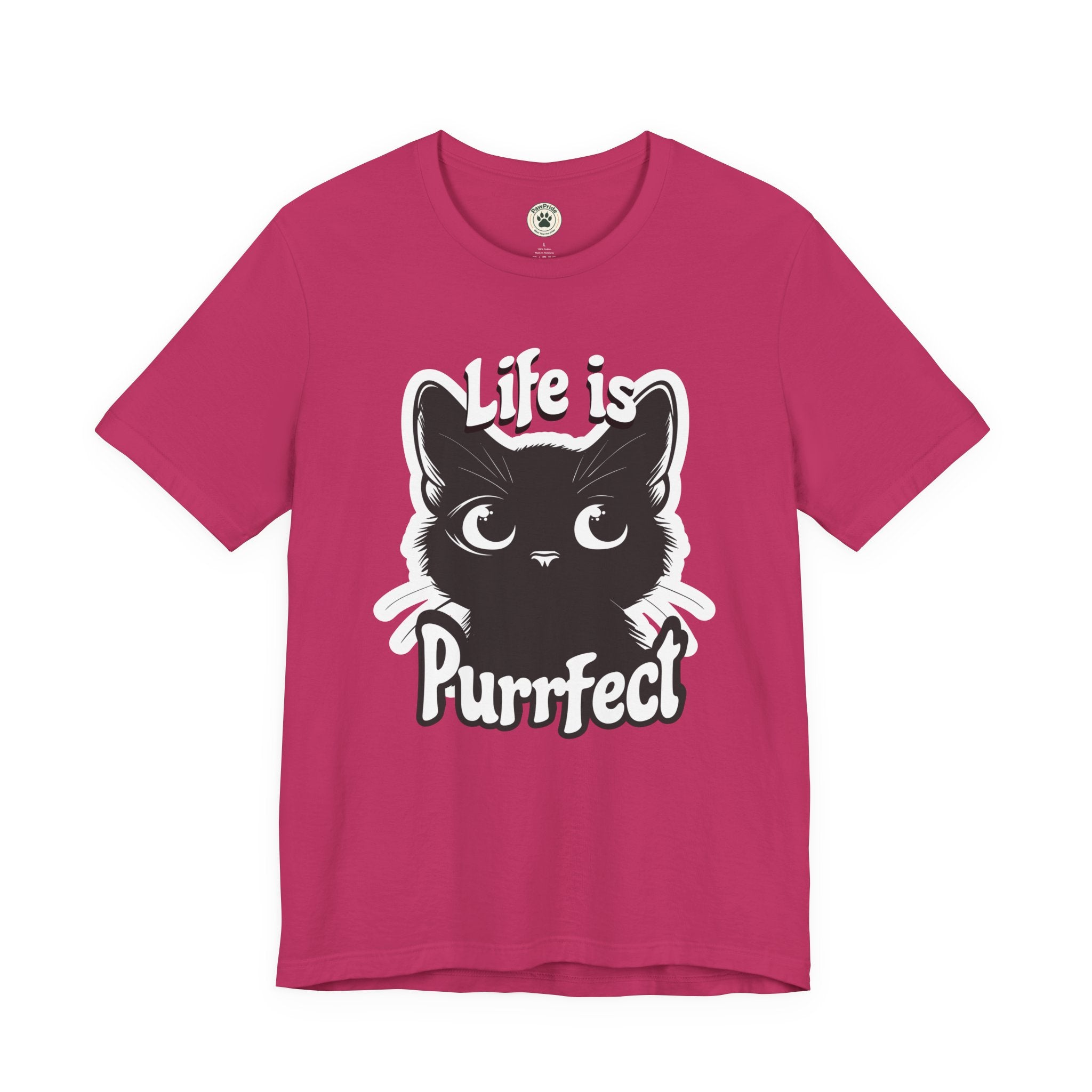 Life Is Purrfect Cat T-Shirt — Cute Black Kitten Graphic Tee for Cat Lovers