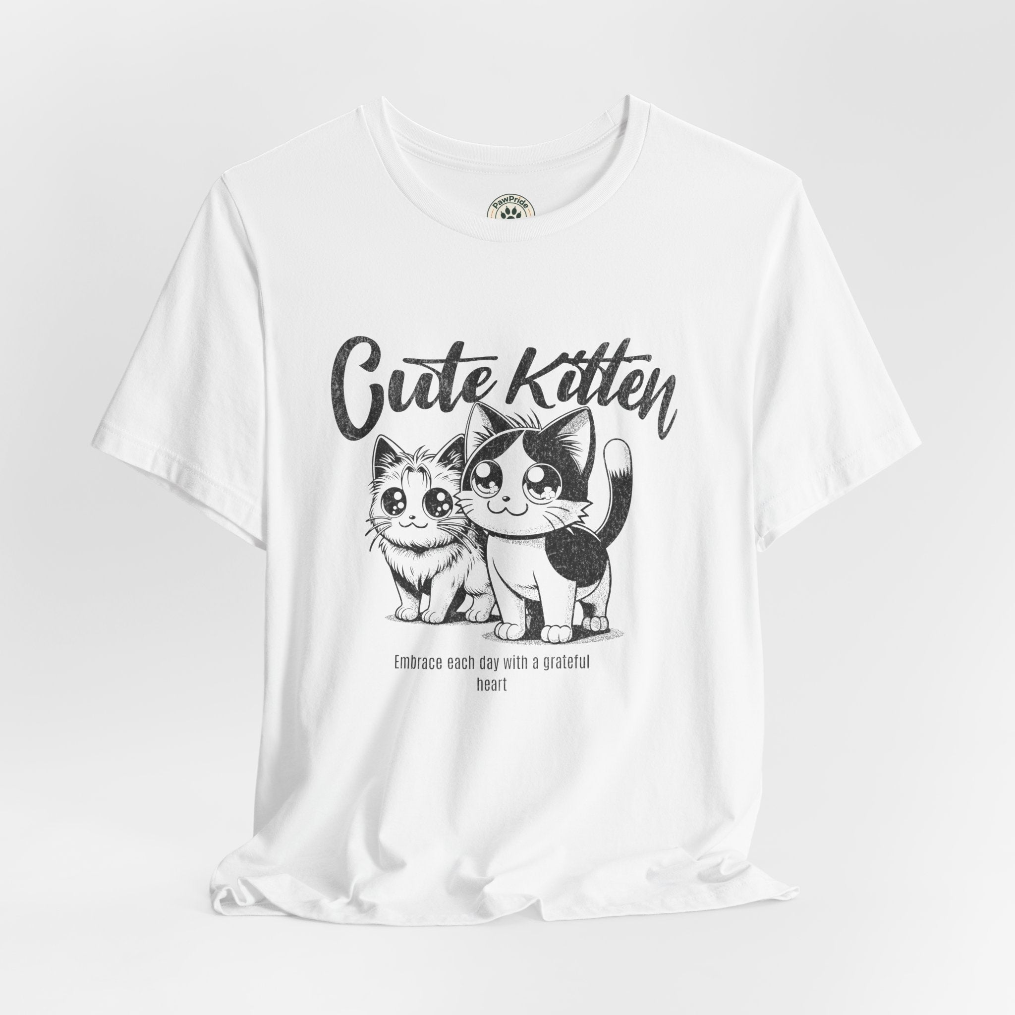 Cute Kitten T-Shirt — Vintage Black & White Cat Graphic Tee