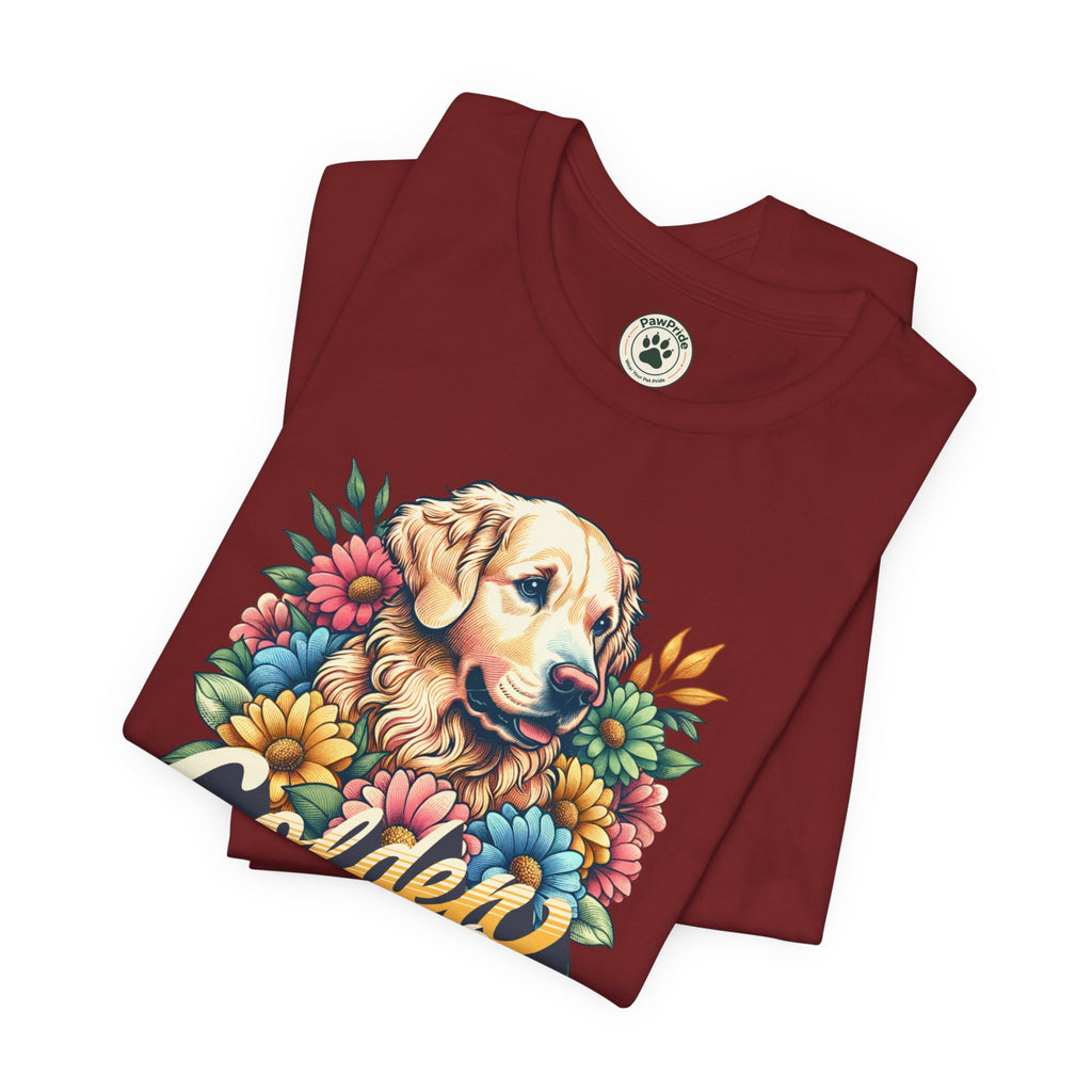 Golden Heart T-Shirt — Retro Floral Golden Retriever Tee