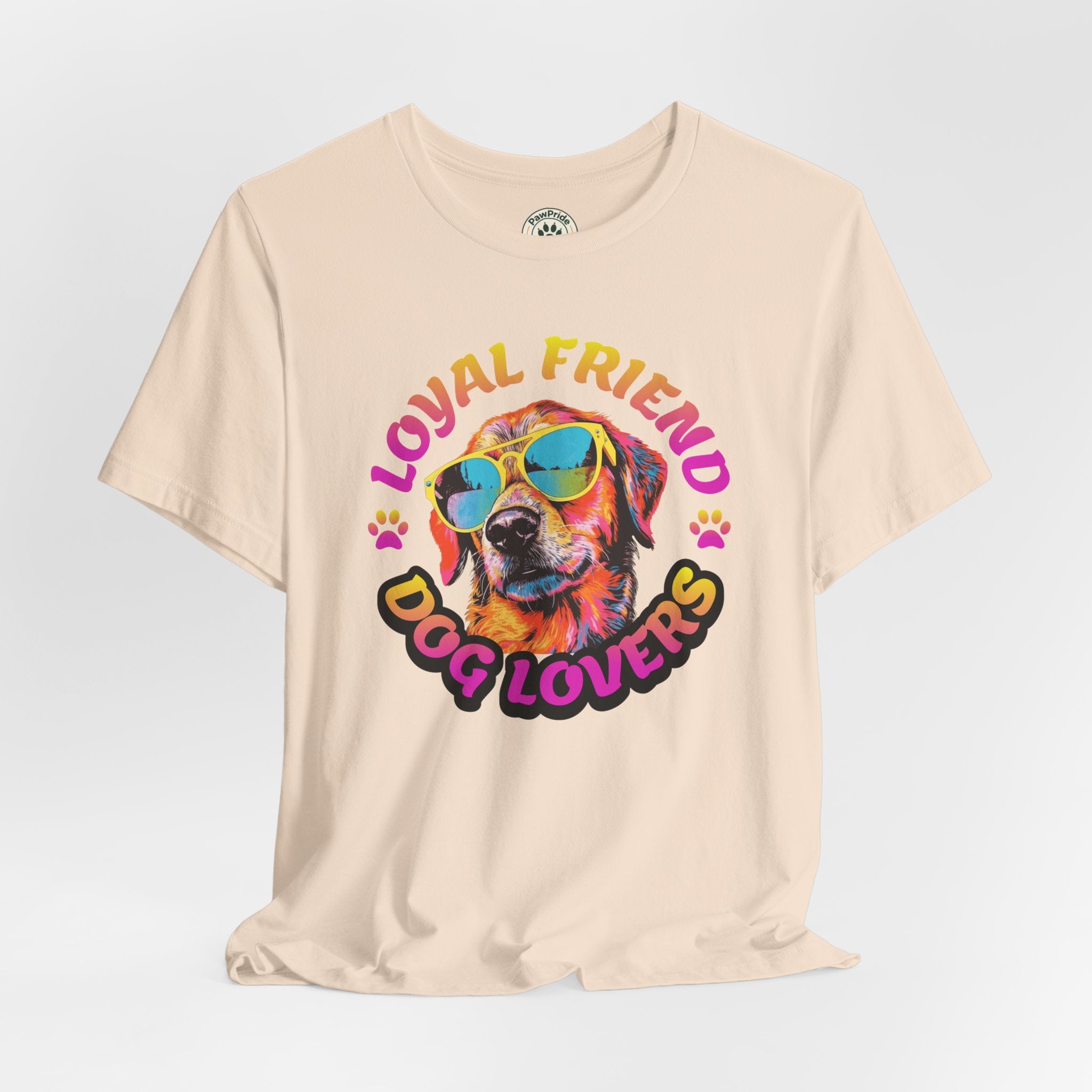 Dog Lovers T-Shirt — "Loyal Friend" Colorful Sunglasses Puppy Tee