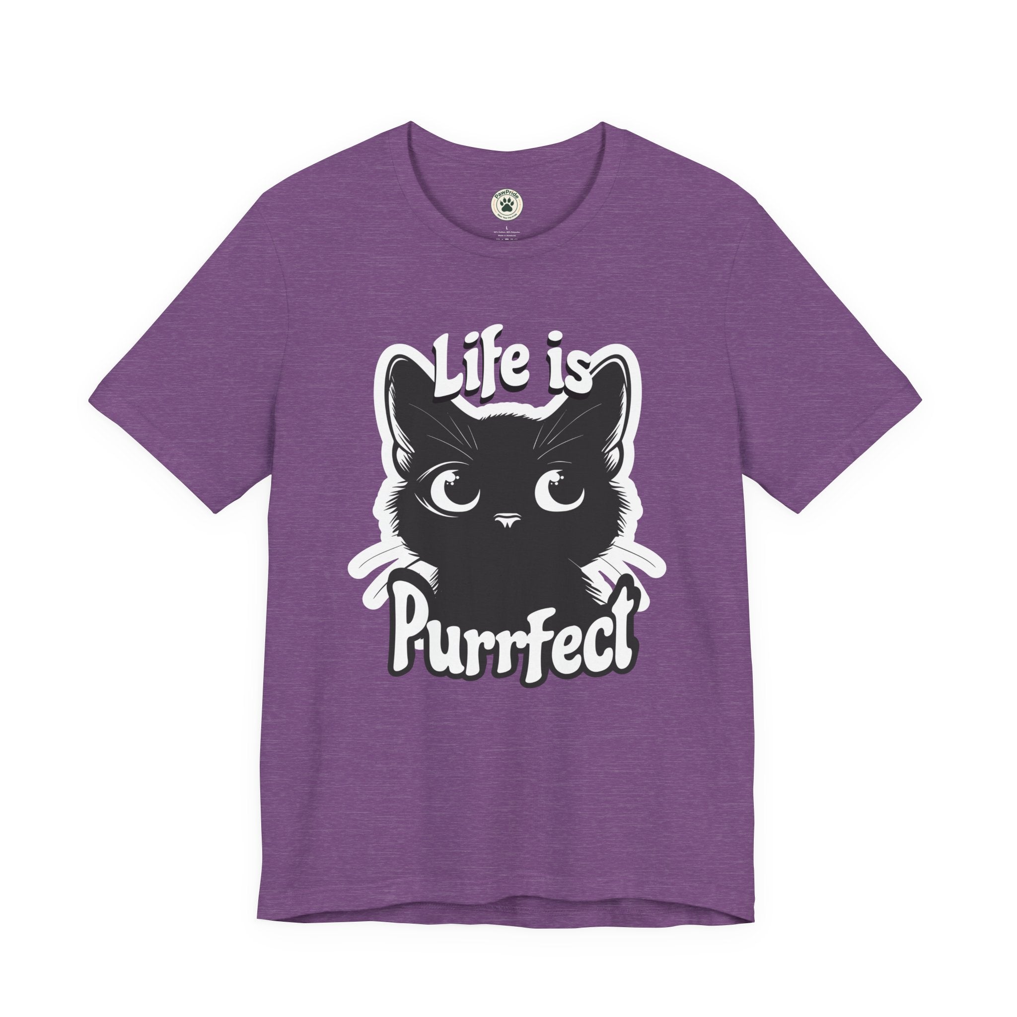 Life Is Purrfect Cat T-Shirt — Cute Black Kitten Graphic Tee for Cat Lovers