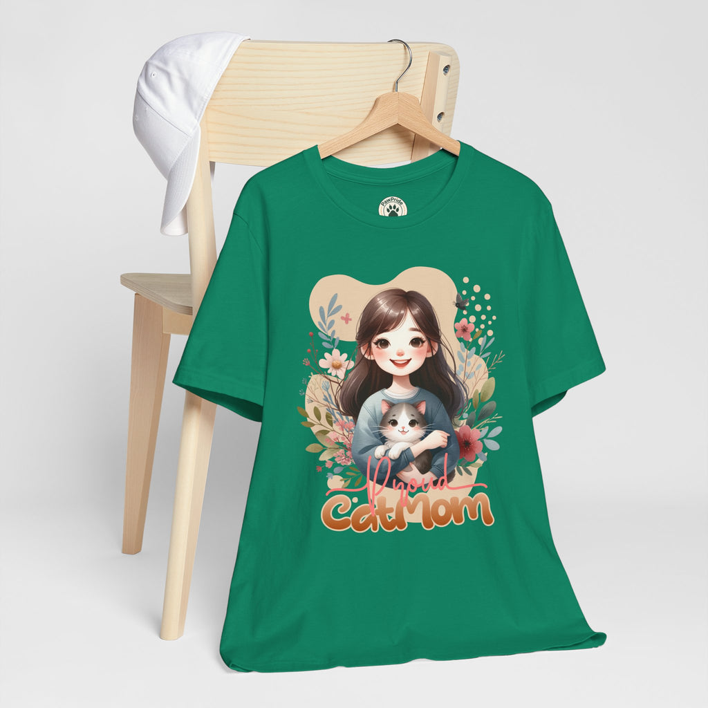 Cat Mom T-Shirt — Cute Floral Illustration Tee for Women Cat Lovers
