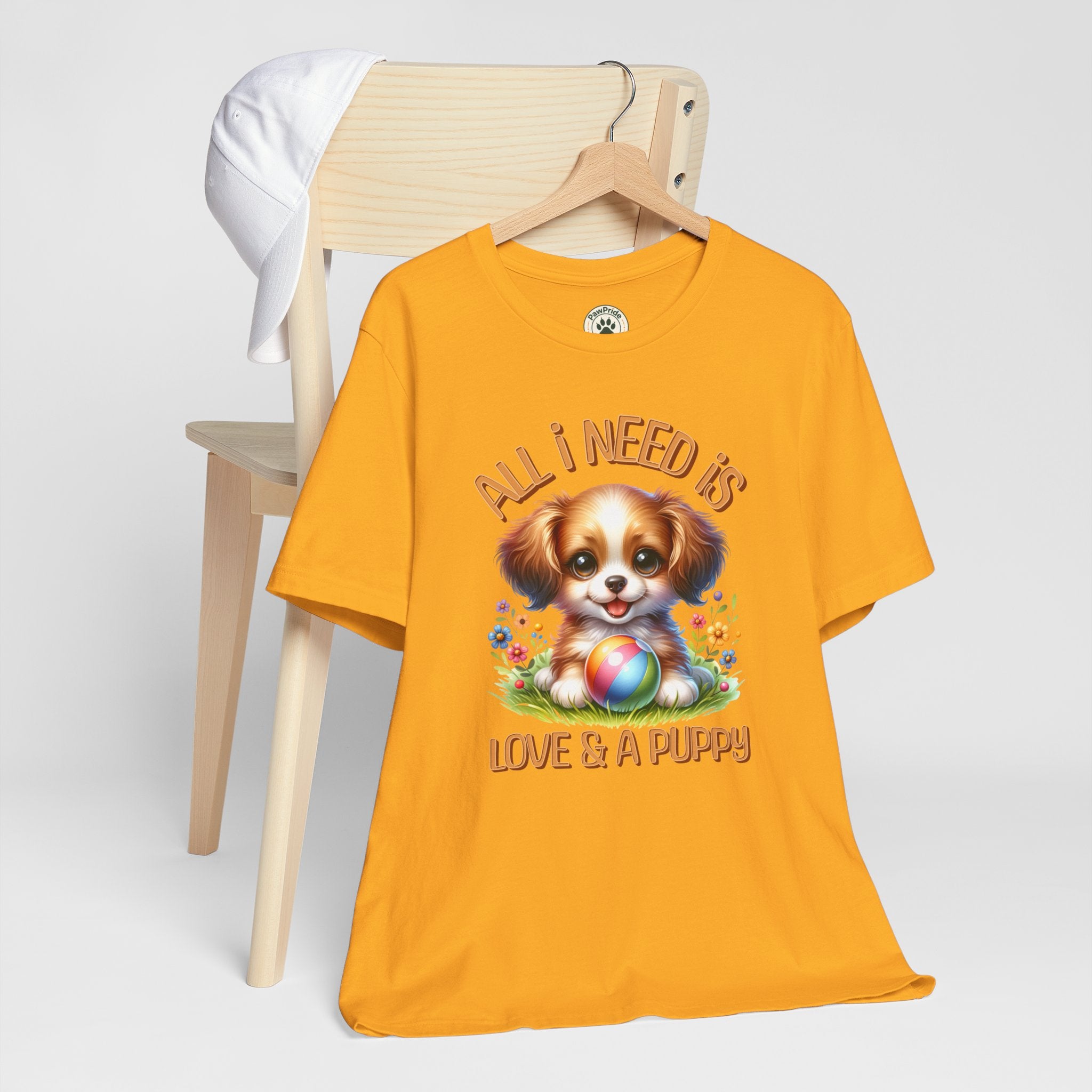 T-Shirt — "All I Need Is Love & a Puppy" Cute Puppy Graphic Tee