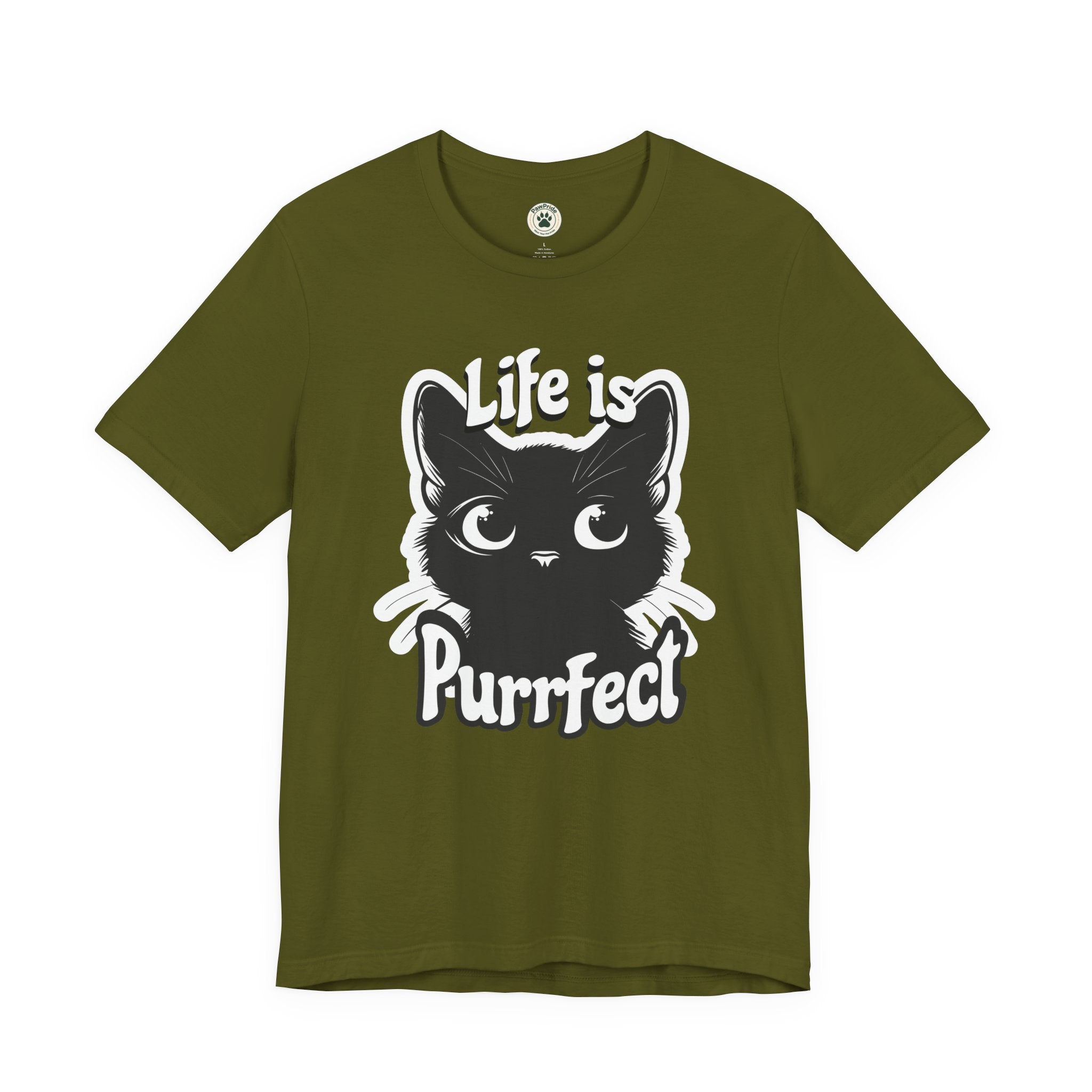 Life Is Purrfect Cat T-Shirt — Cute Black Kitten Graphic Tee for Cat Lovers
