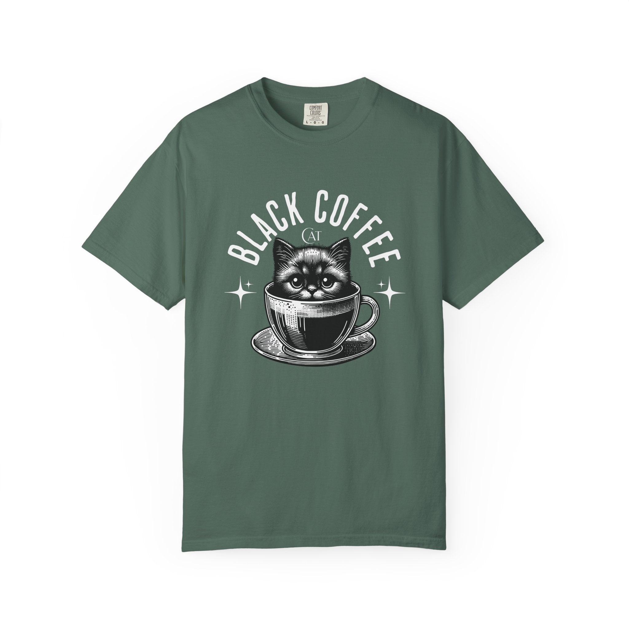 Black Coffee Cat T-Shirt — Cute Cat in Coffee Cup Graphic Tee