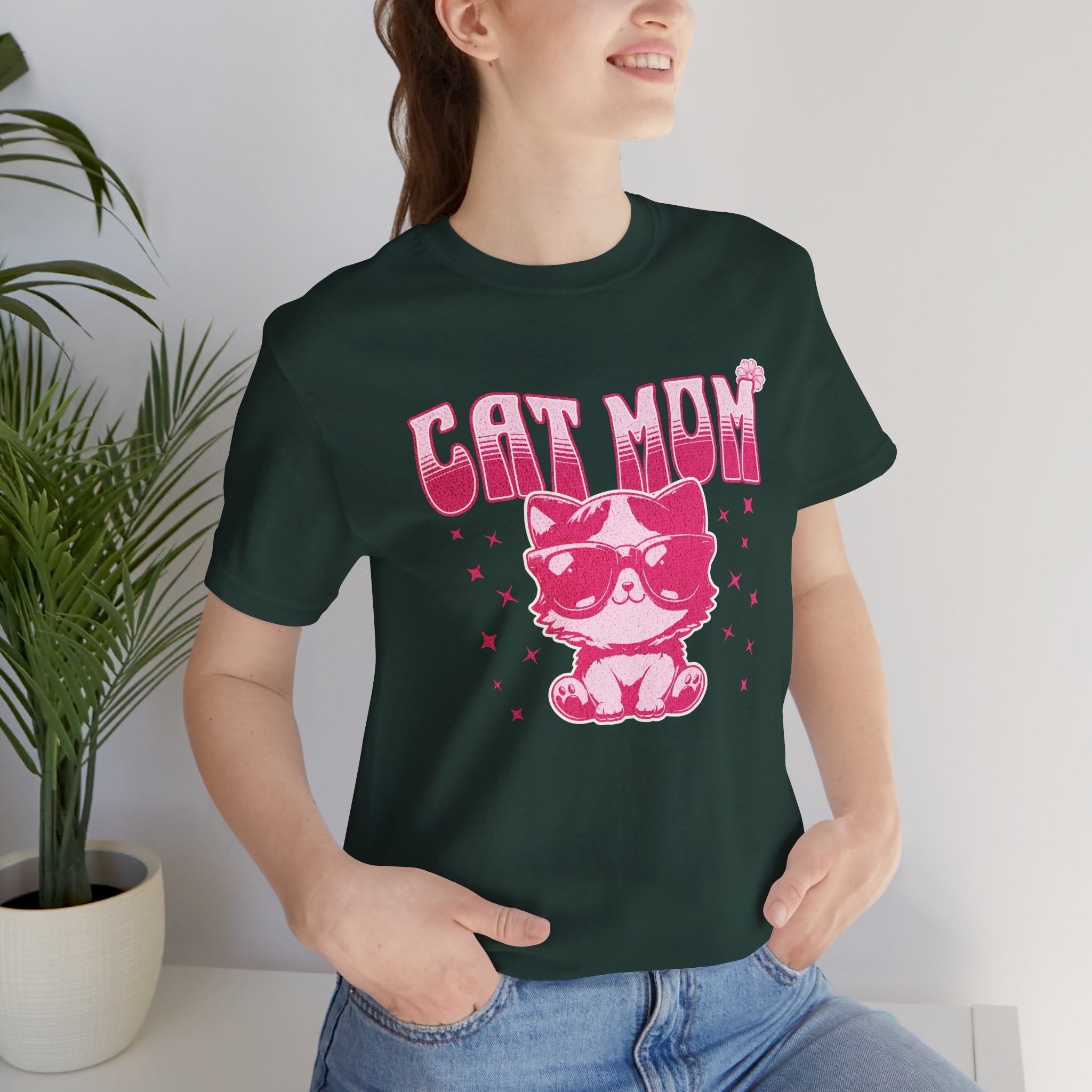 Cat Mom T-Shirt — Pink Cute Cat Graphic Tee
