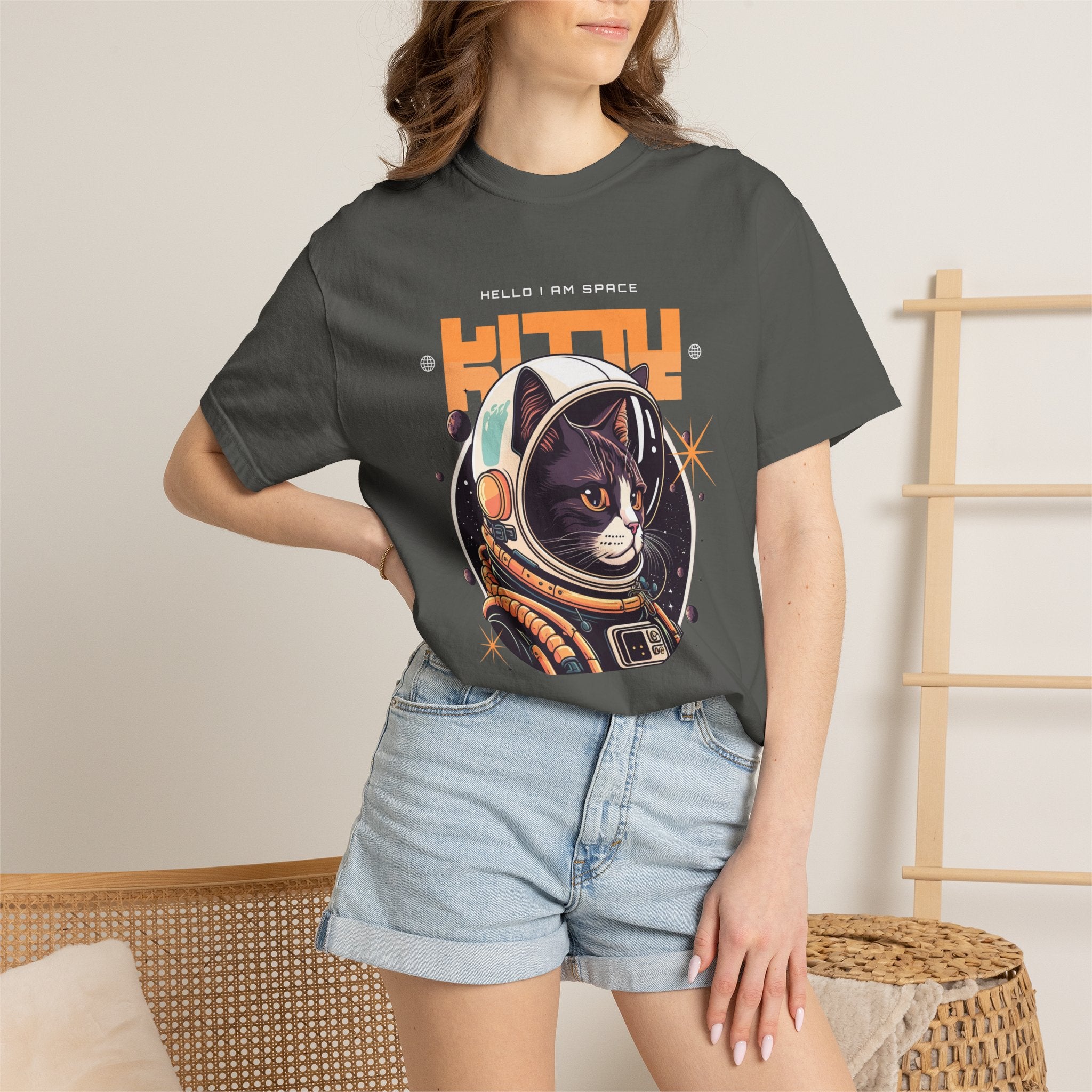 Astronaut Cat T-Shirt — "Hello I Am Space" Retro Spacecat Tee