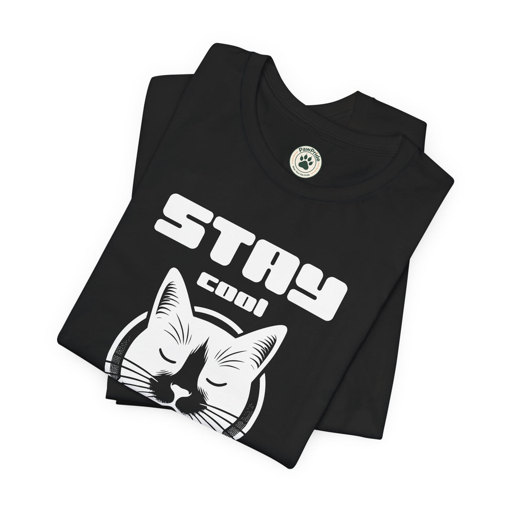 Stay Calm Cat T-Shirt — Cute Grumpy Cat Graphic Tee ("Stay Calm — Do Not Disturb" )
