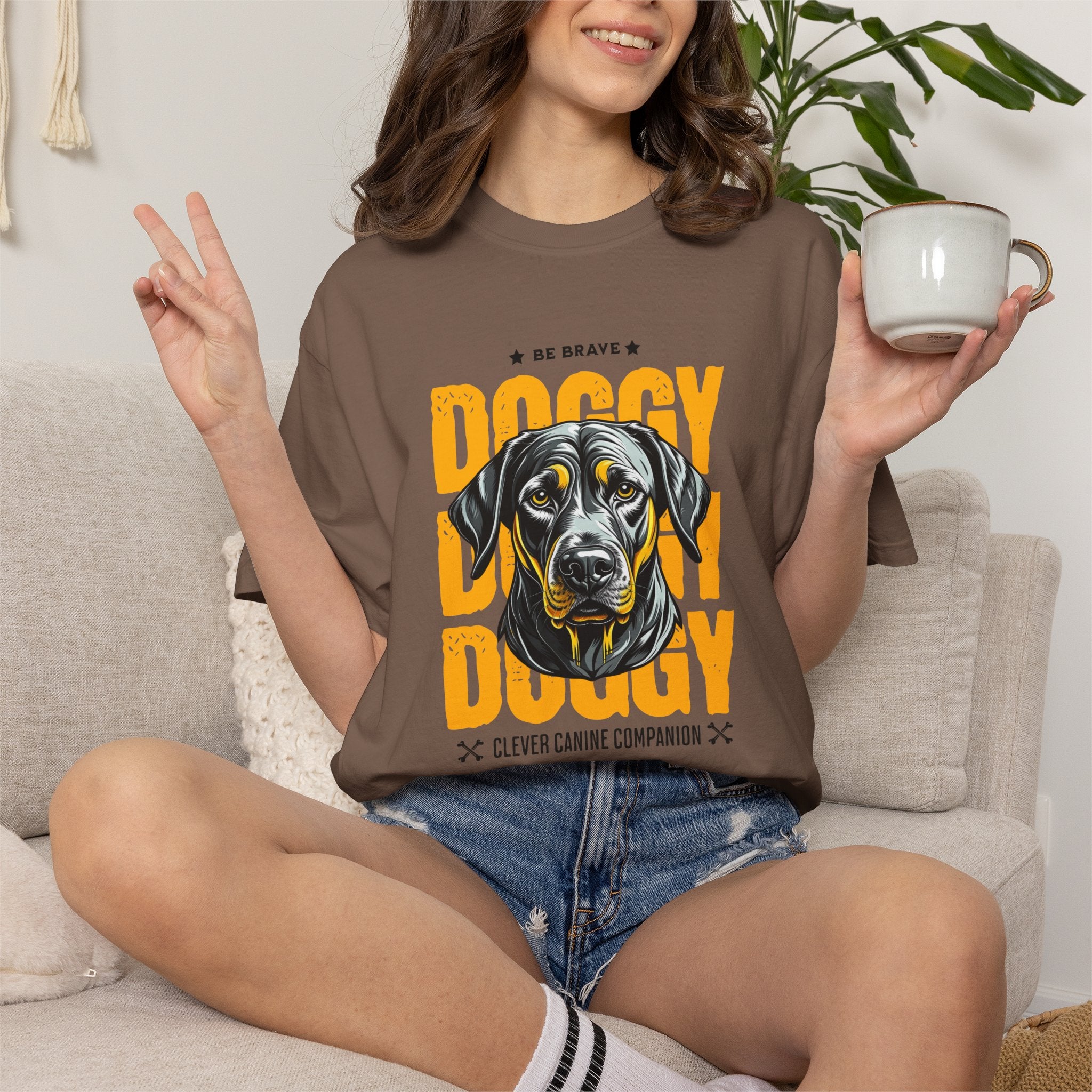 Doggy Doggy T-Shirt — Retro Black Lab Graphic Tee ('Be Brave')