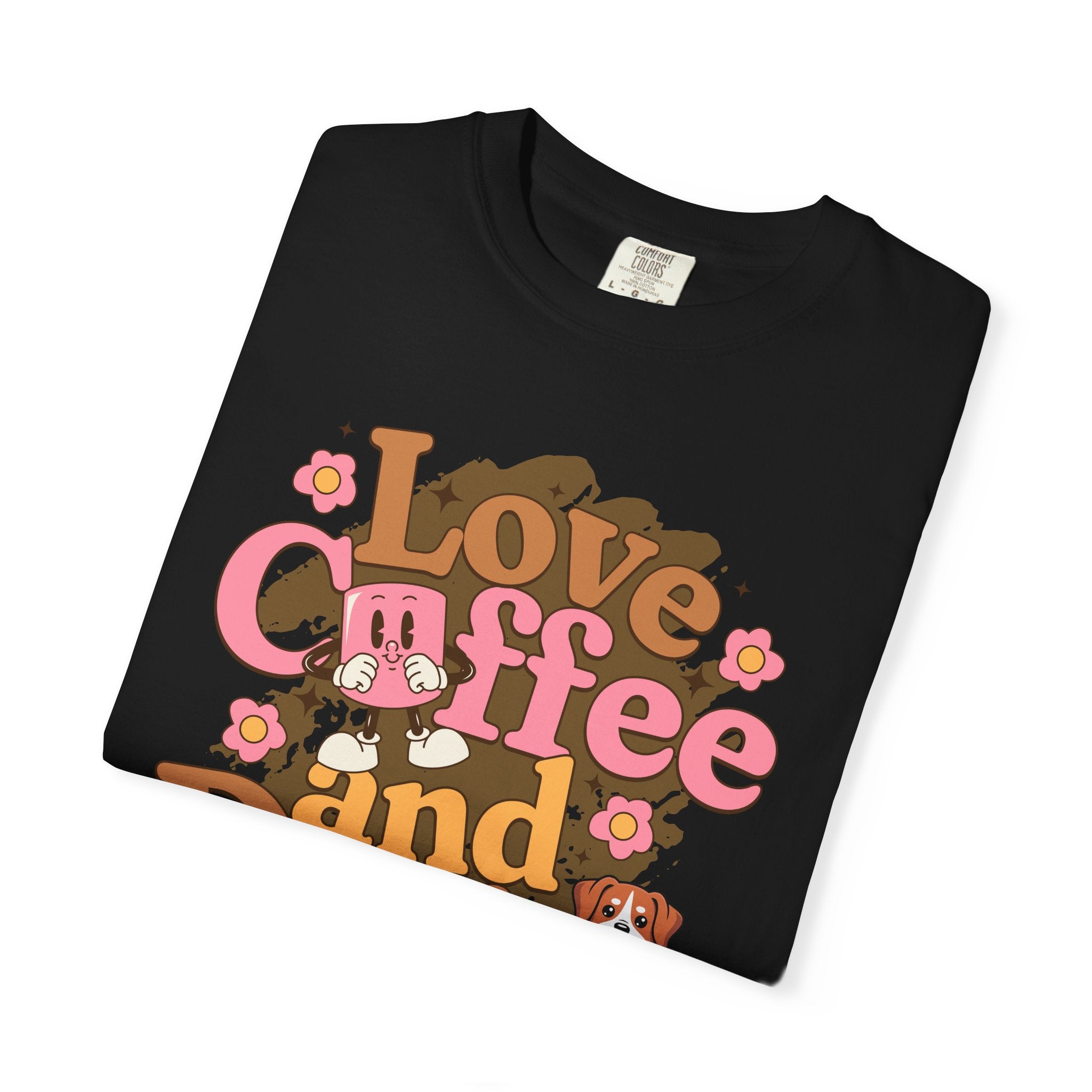 Love Coffee and Dogs T-Shirt — Retro Floral Dog Lover Tee