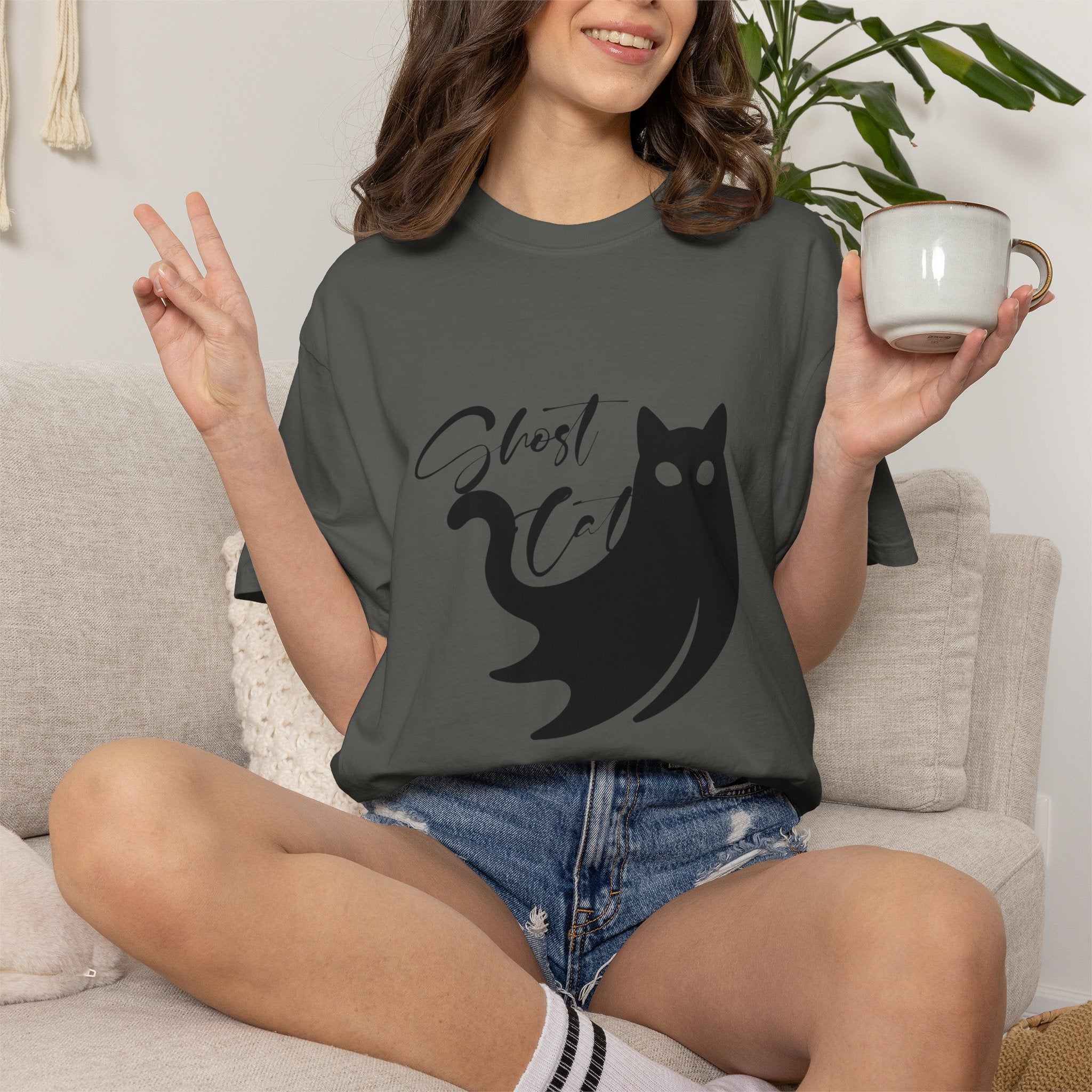 Ghost Cat T-Shirt — Cute Spooky Cat Graphic Tee