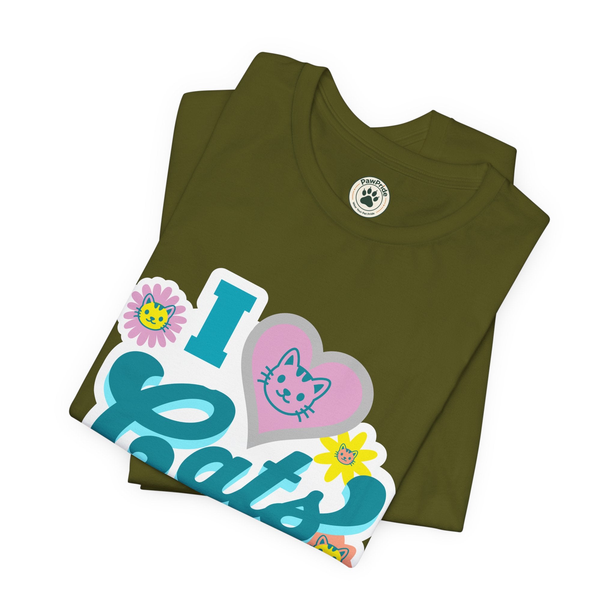 I  Cats Retro Floral Tee — Cute Cat Lover Graphic T-Shirt