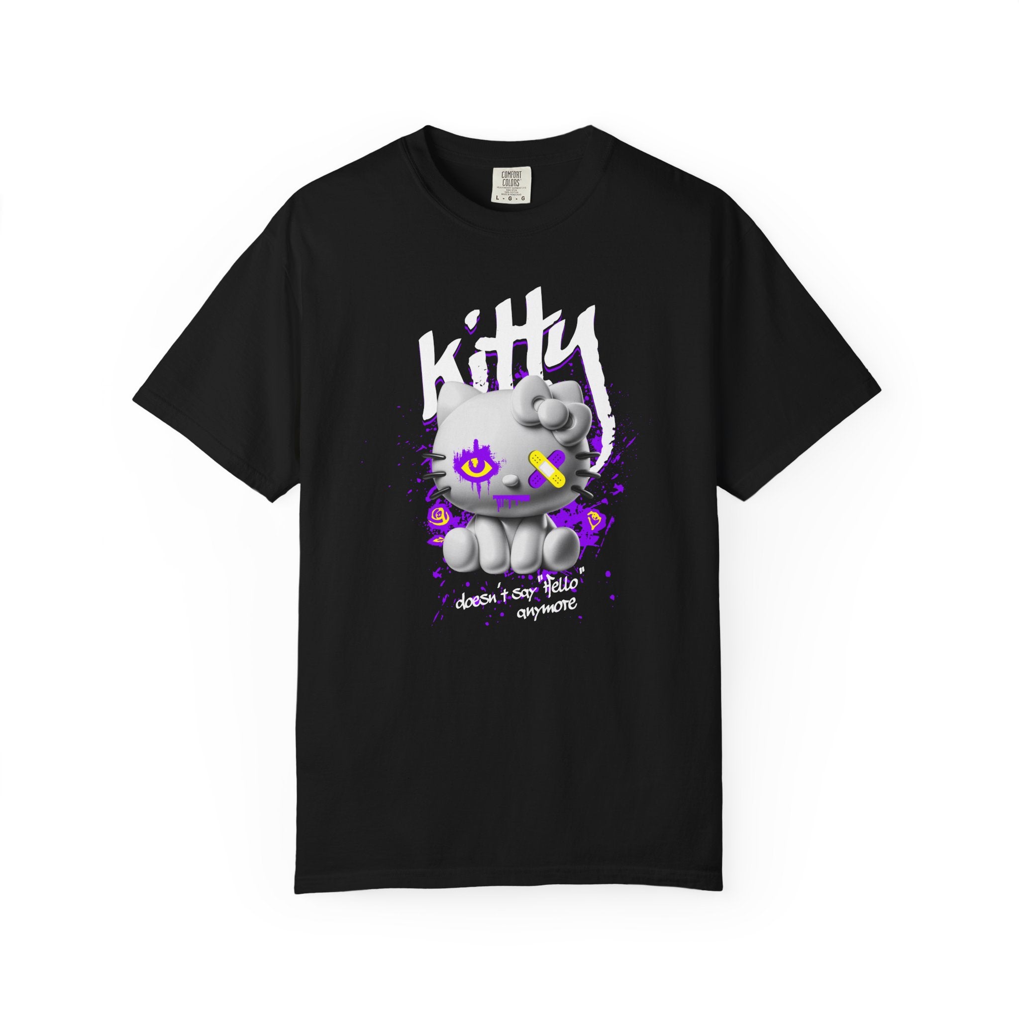 Kitty Cute Punk T-Shirt — 'doesn't say hello' Garment-Dyed Tee