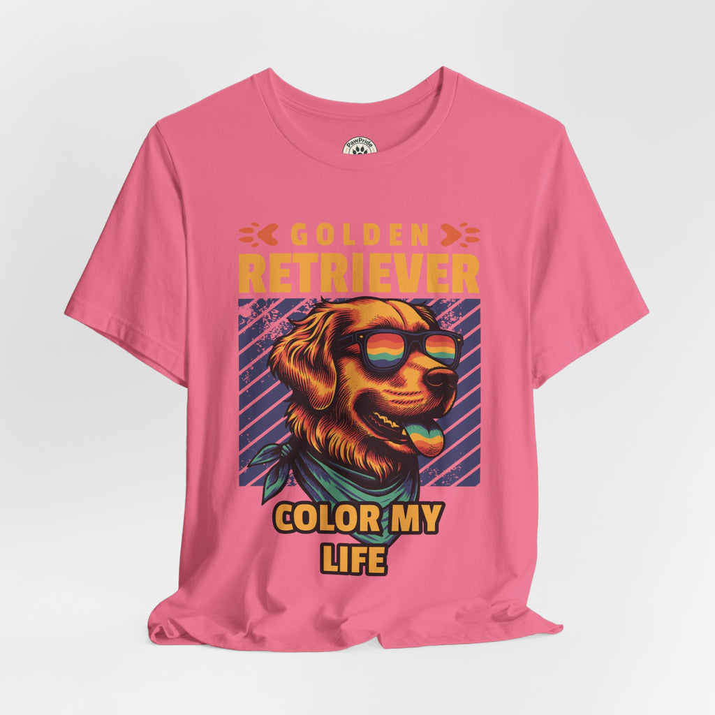 Golden Retriever T‑Shirt — 'Color My Life' Retro Dog Graphic Tee