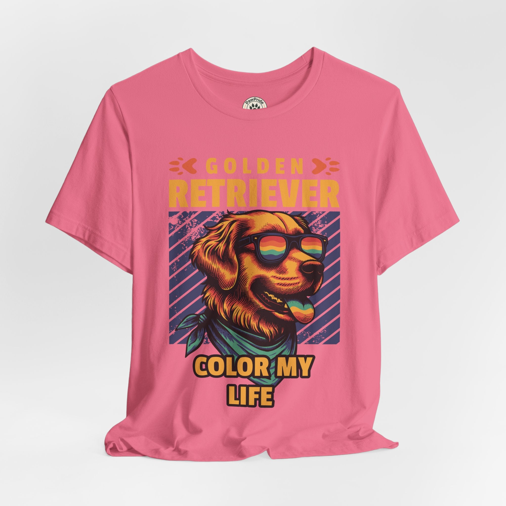 Golden Retriever T‑Shirt — 'Color My Life' Retro Dog Graphic Tee