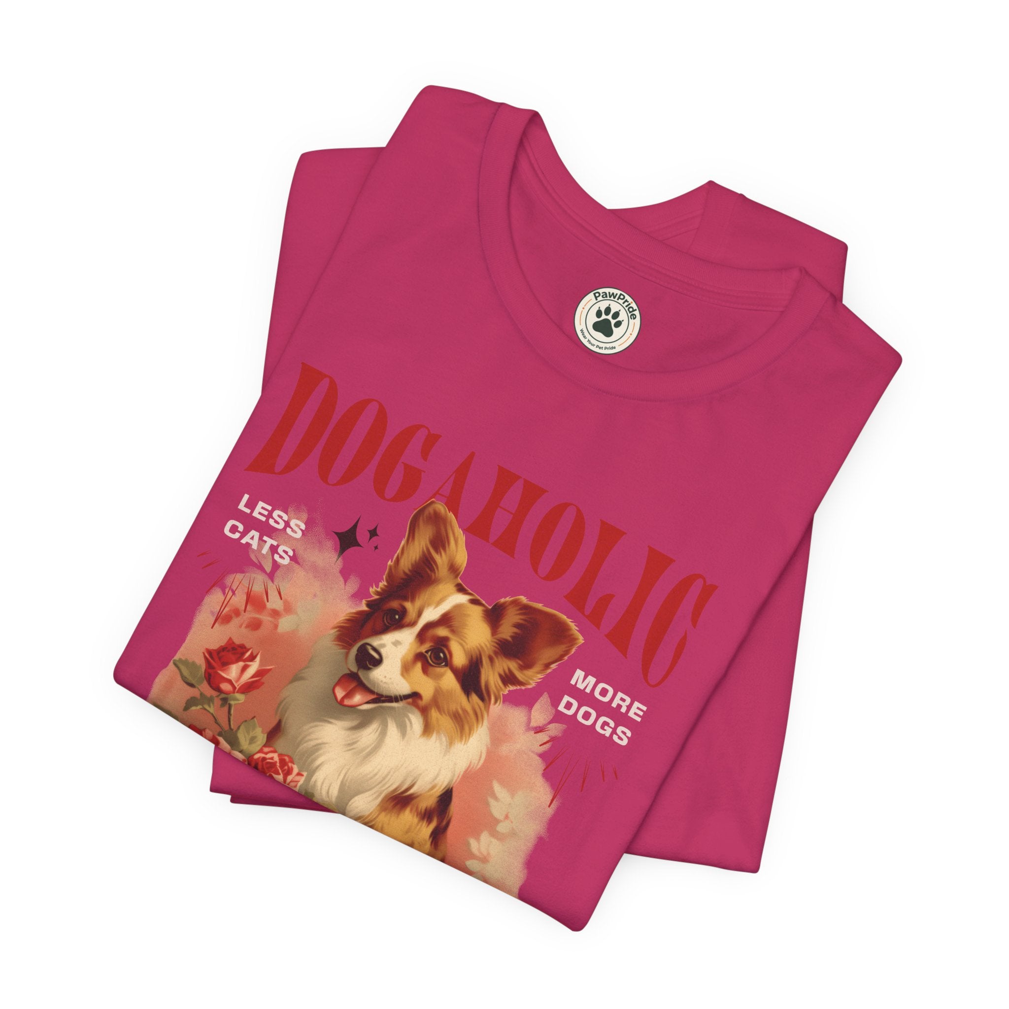 Dogaholic Graphic Tee — Vintage Floral Dog Lover T-Shirt