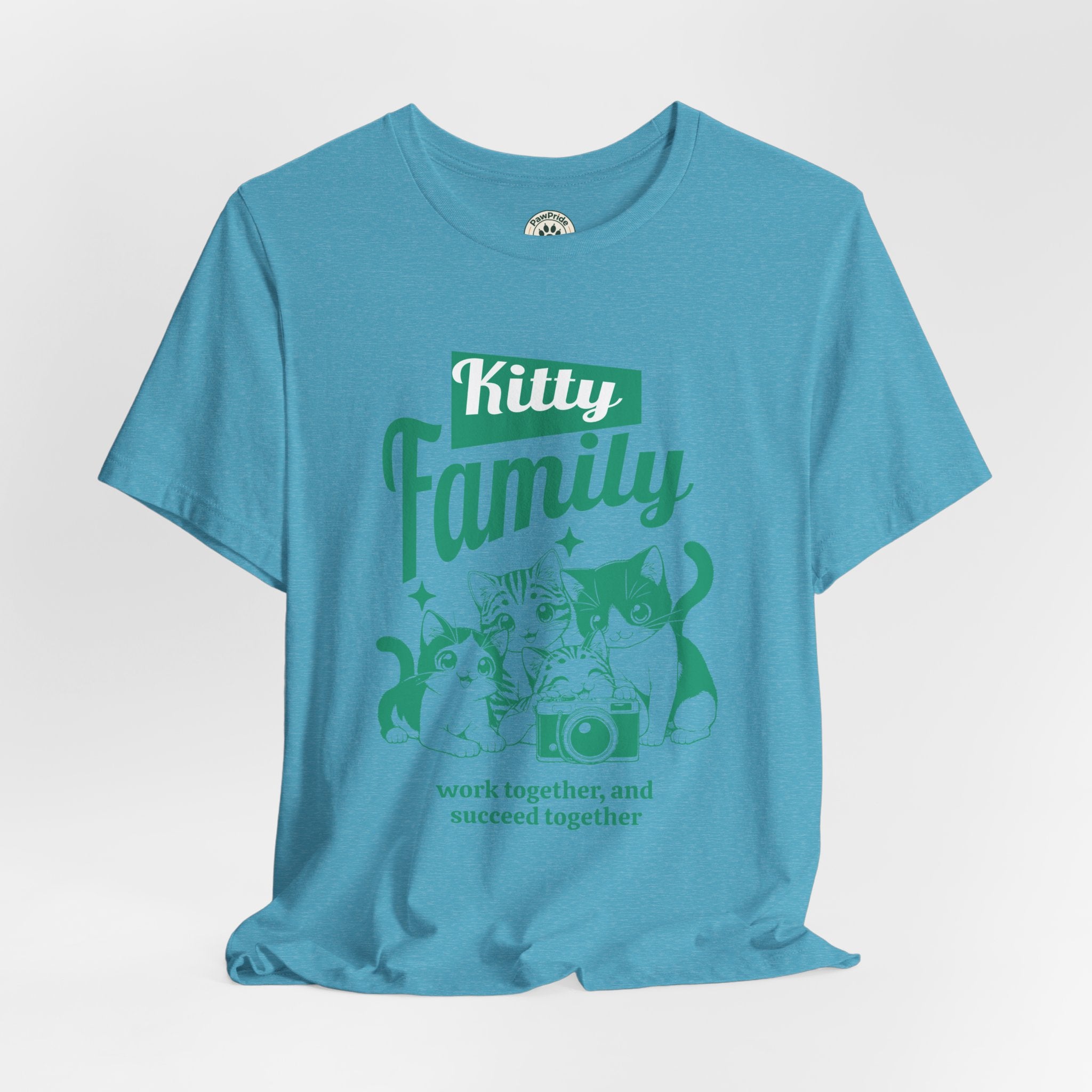 Kitty Family Tee — 'Work Together, and Succeed Together' Cat Graphic Shirt
