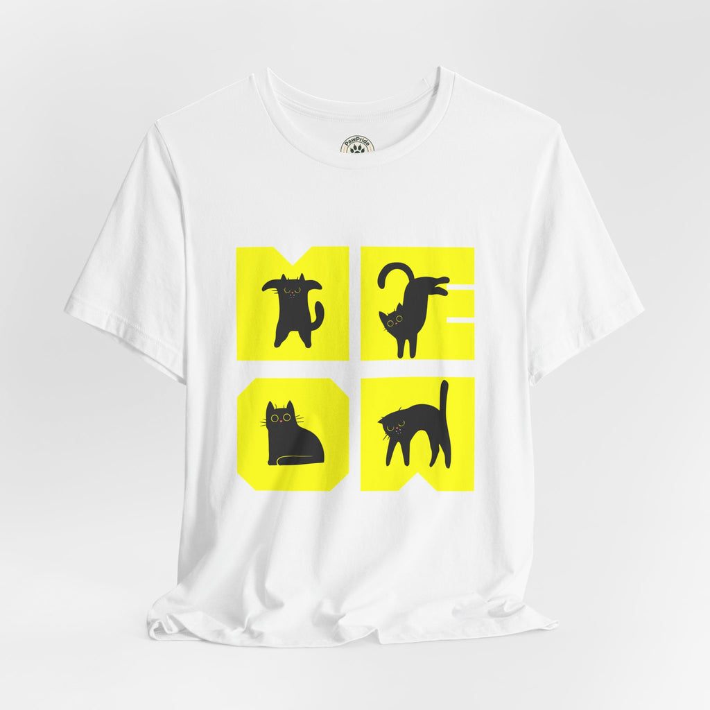 Cat Silhouette Tee — Yellow Block Cats Graphic T-Shirt