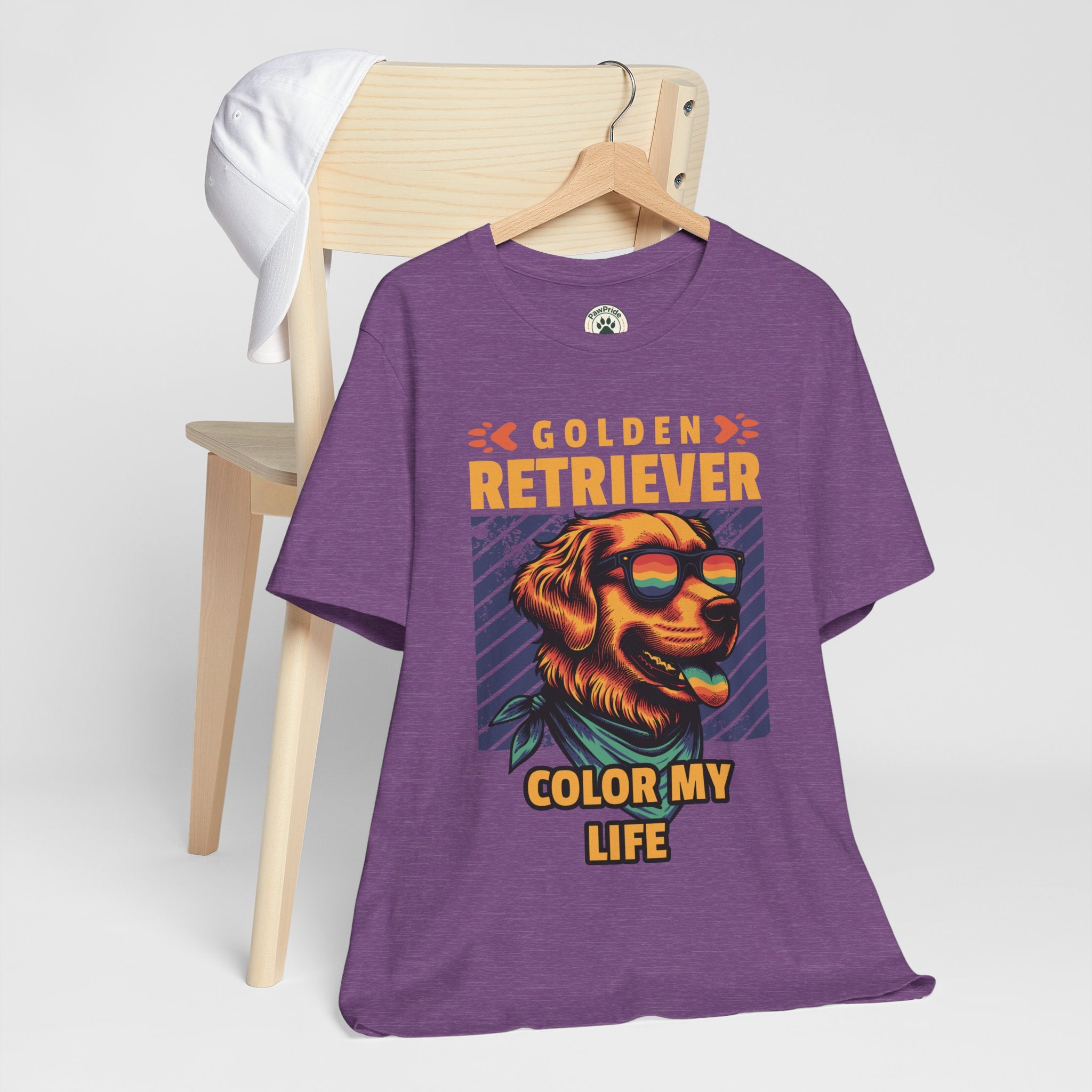 Golden Retriever T‑Shirt — 'Color My Life' Retro Dog Graphic Tee