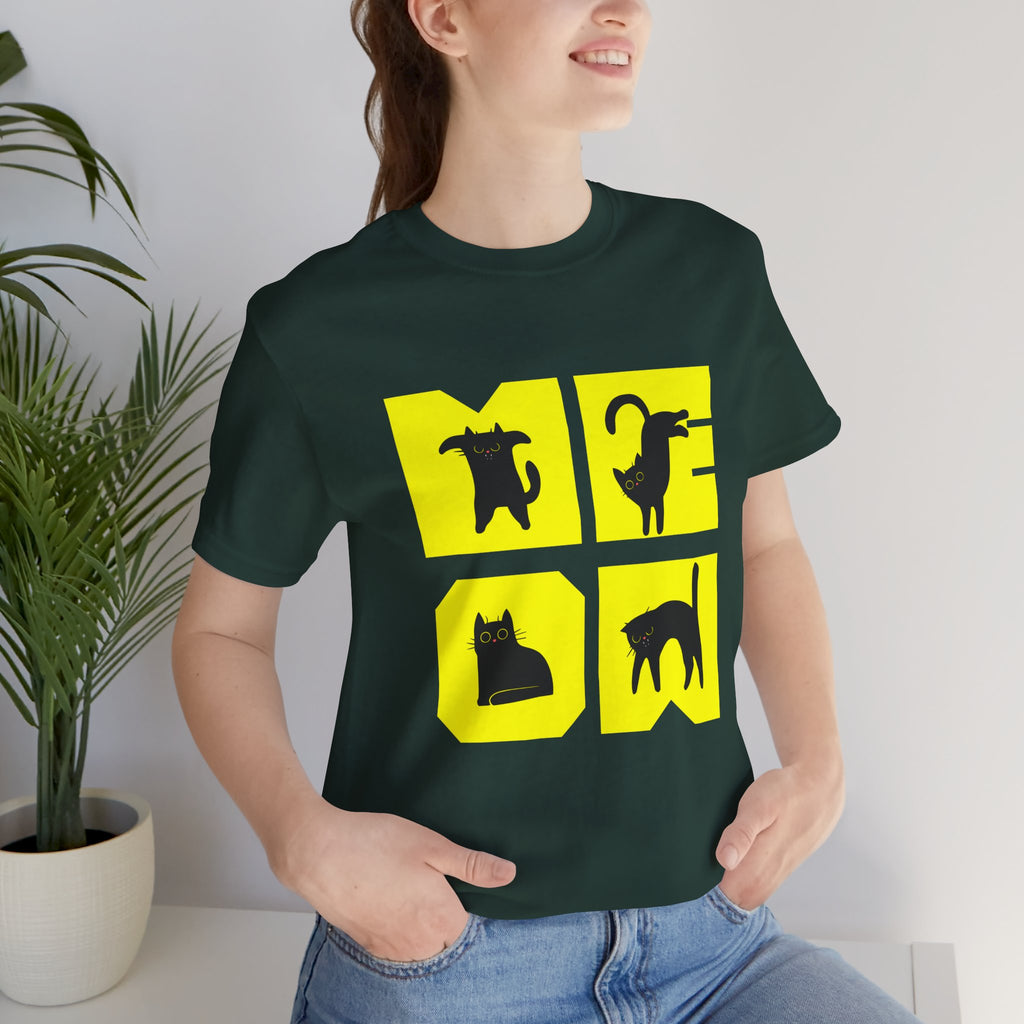 Cat Silhouette Tee — Yellow Block Cats Graphic T-Shirt