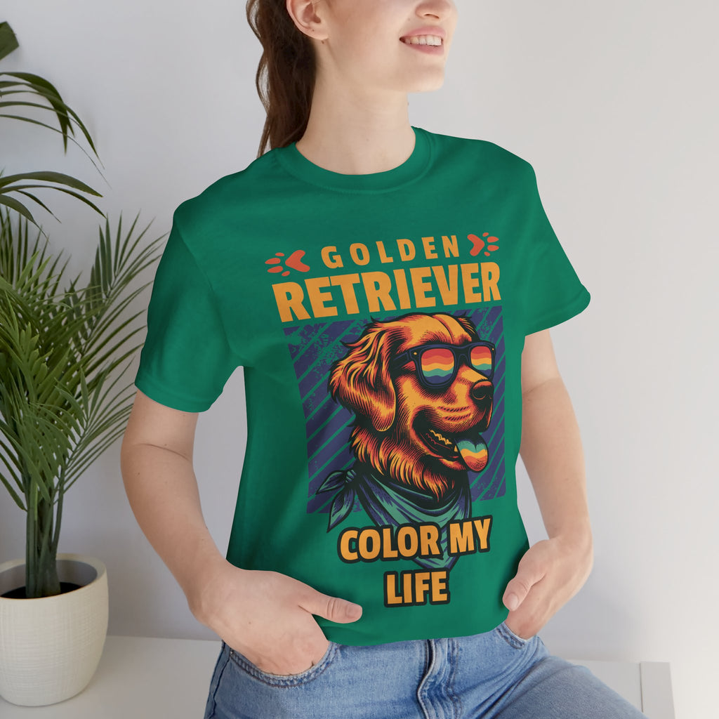 Golden Retriever T‑Shirt — 'Color My Life' Retro Dog Graphic Tee