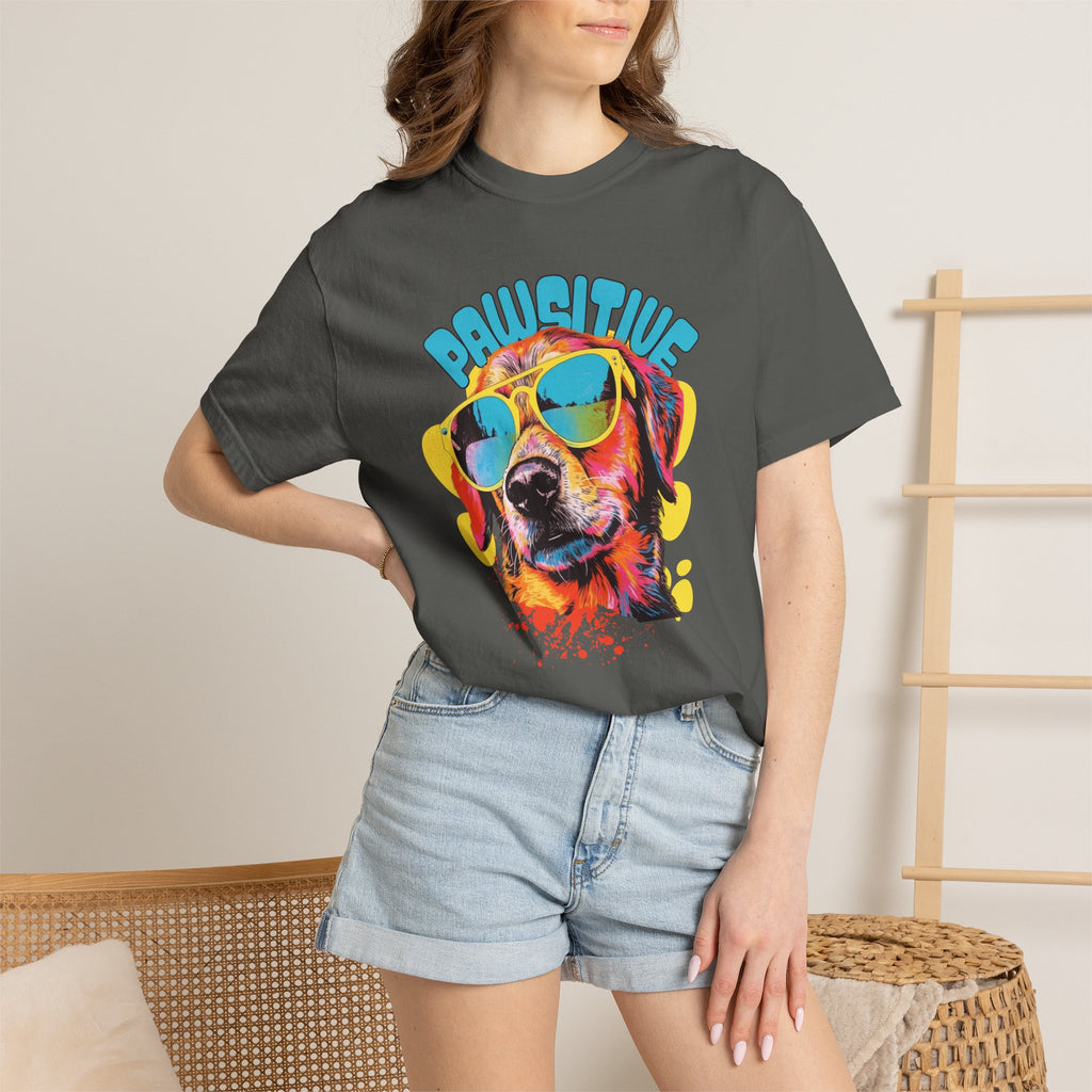 Pawsitive Dog Graphic T-Shirt — Retro Sunglasses Puppy Tee