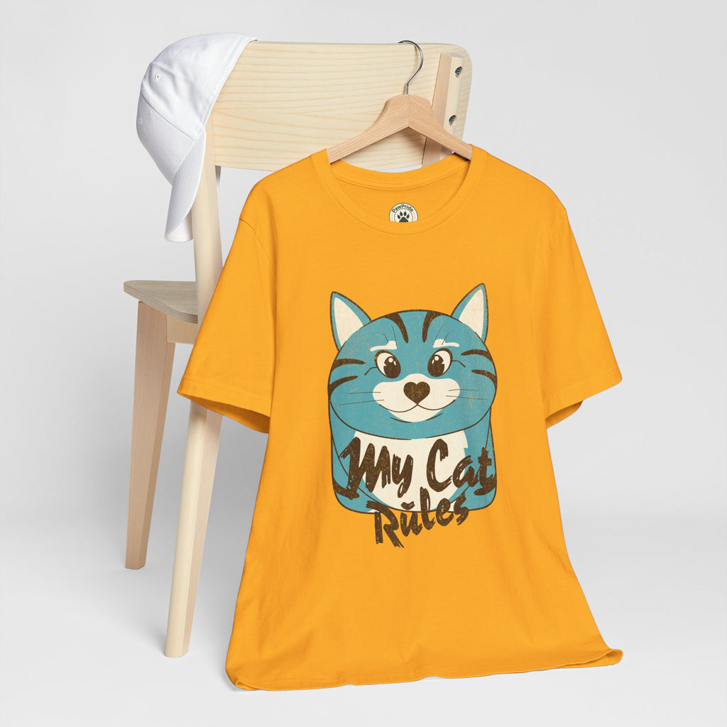 My Cat Rules T-Shirt — Cute Blue Cat Graphic Tee for Cat Lovers