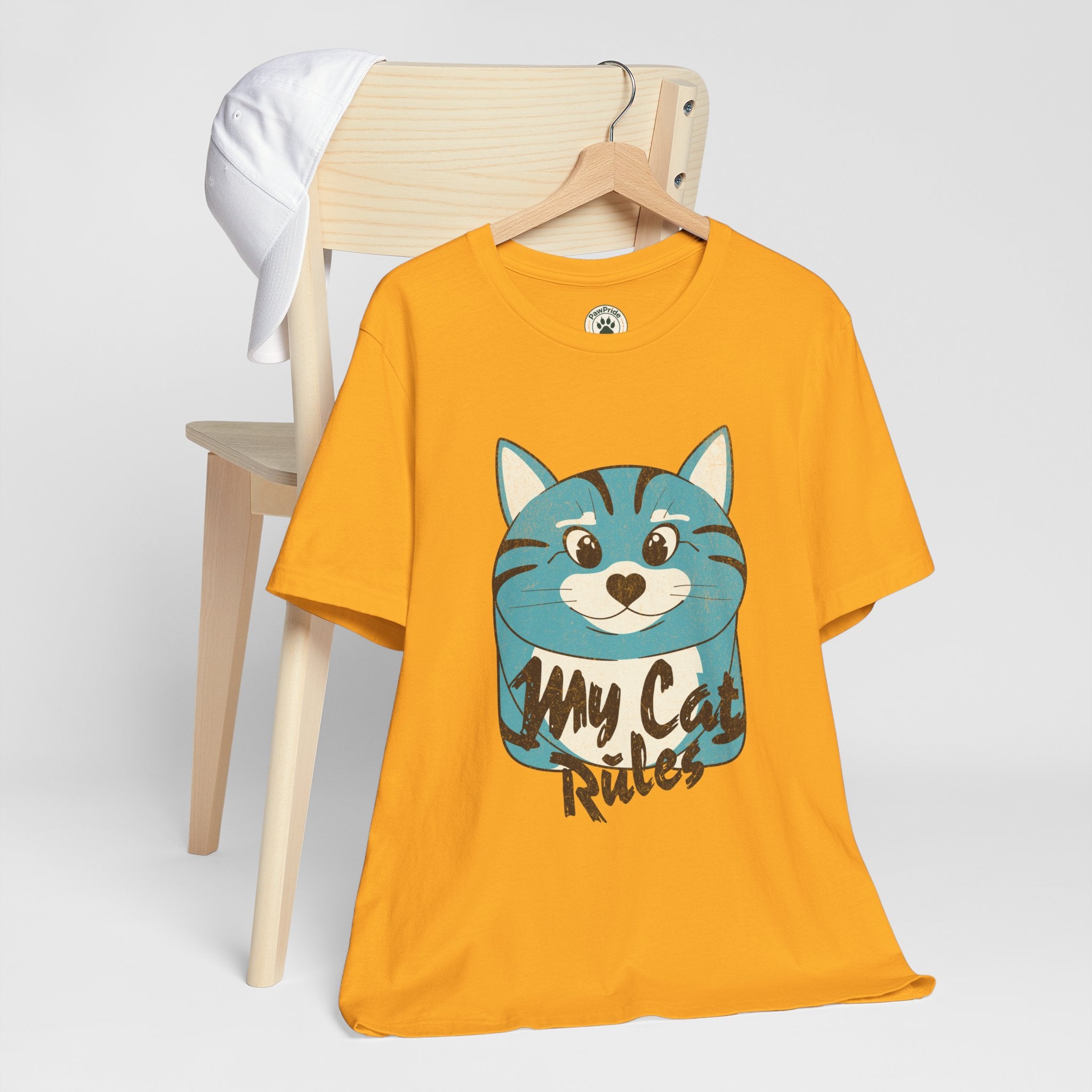 My Cat Rules T-Shirt — Cute Blue Cat Graphic Tee for Cat Lovers
