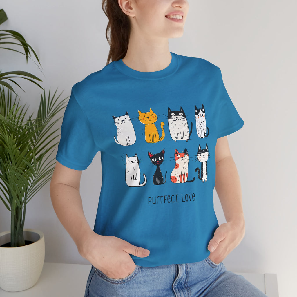 Purrfect Love Cat T-Shirt — Cute Cartoon Cats Tee for Cat Lovers