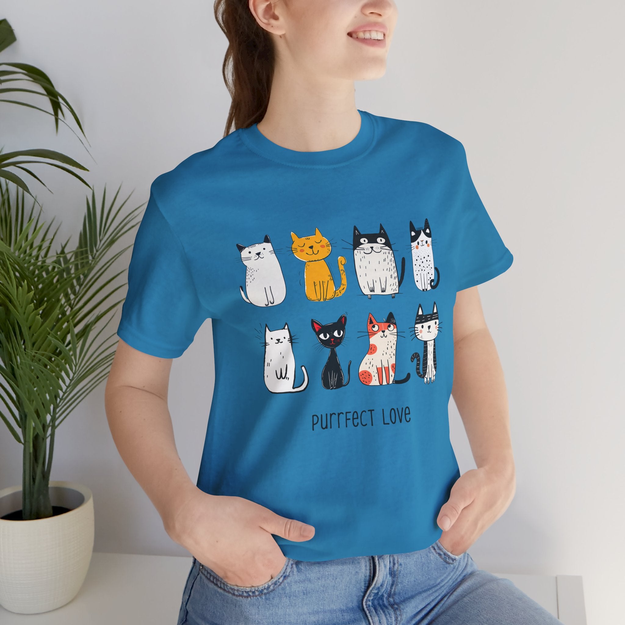 Purrfect Love Cat T-Shirt — Cute Cartoon Cats Tee for Cat Lovers
