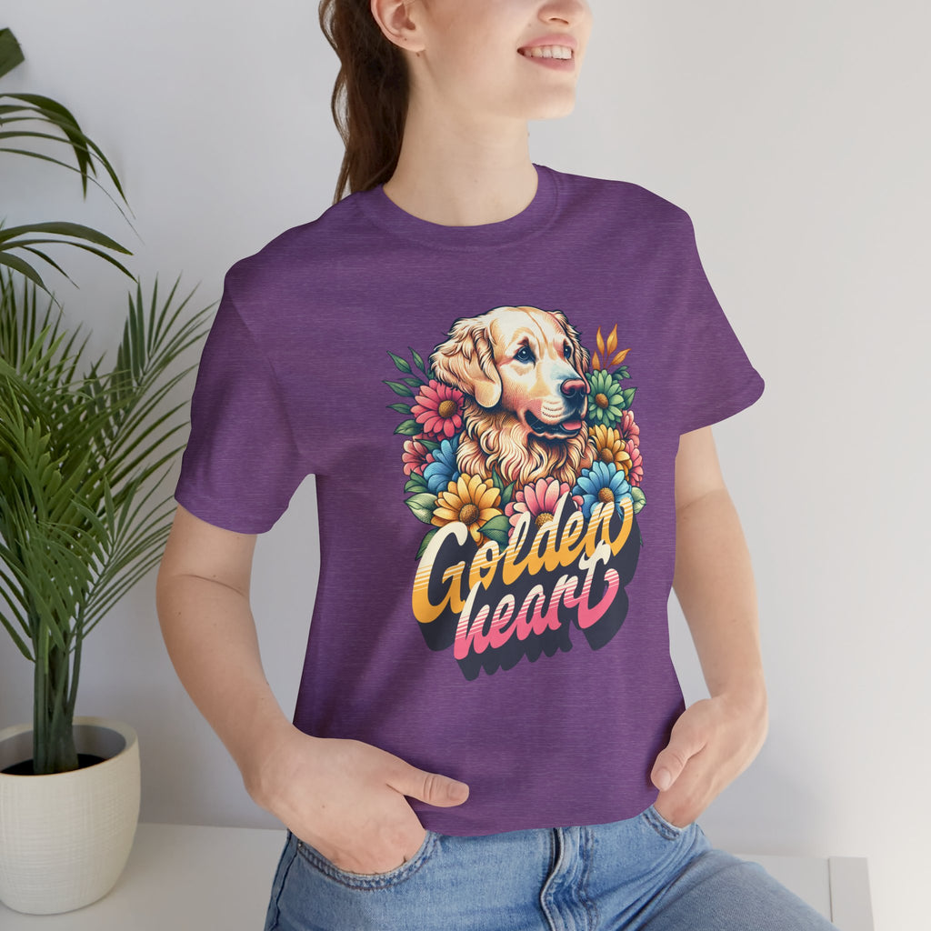 Golden Heart T-Shirt — Retro Floral Golden Retriever Tee
