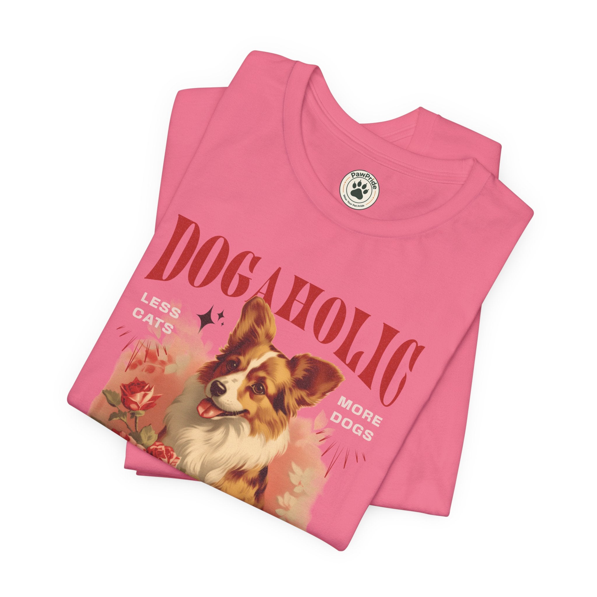 Dogaholic Graphic Tee — Vintage Floral Dog Lover T-Shirt