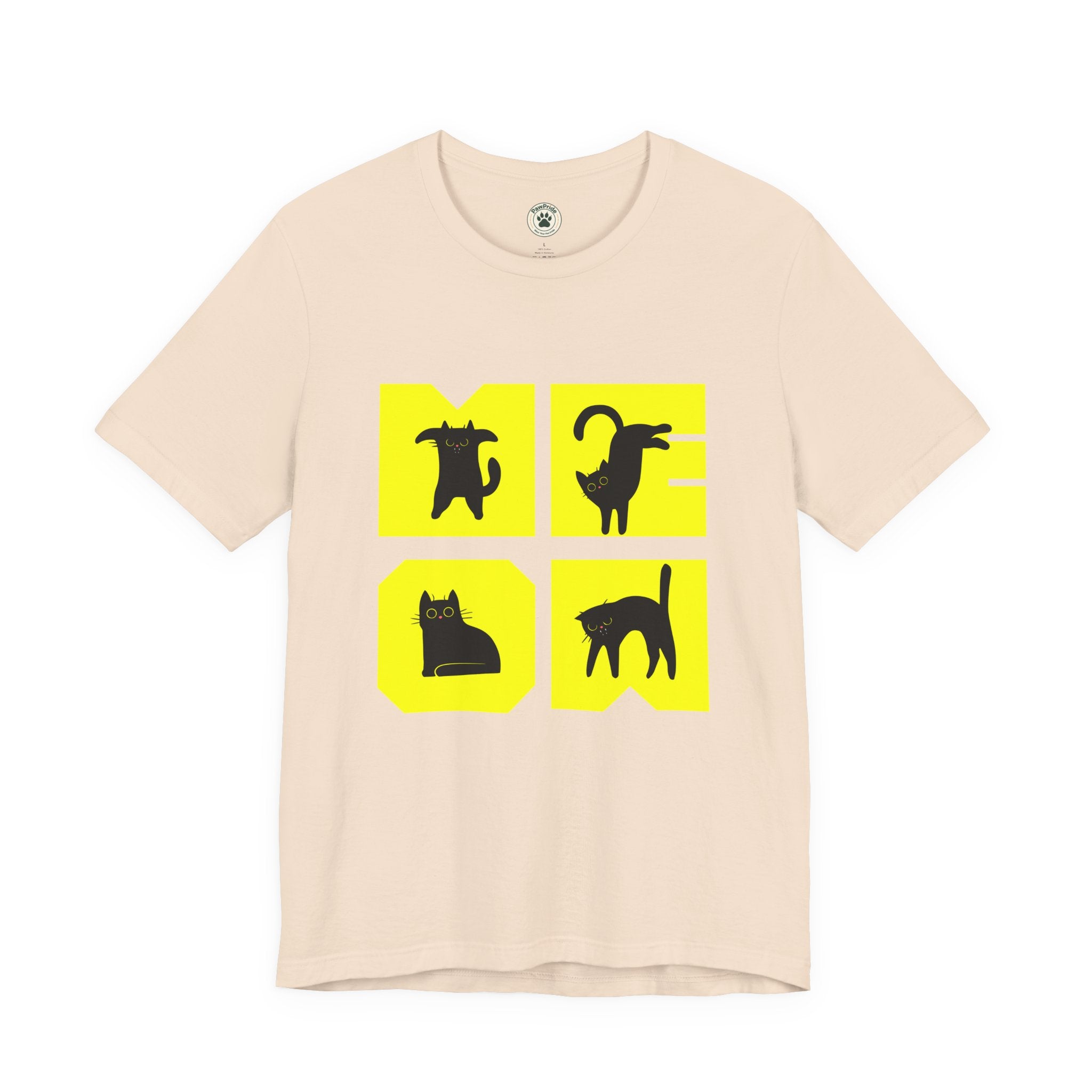 Cat Silhouette Tee — Yellow Block Cats Graphic T-Shirt