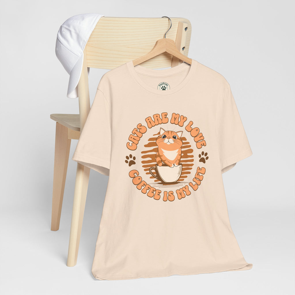 Cat & Coffee Tee — "Cats Are My Love, Coffee Is My Life" Cute Graphic T‑Shirt