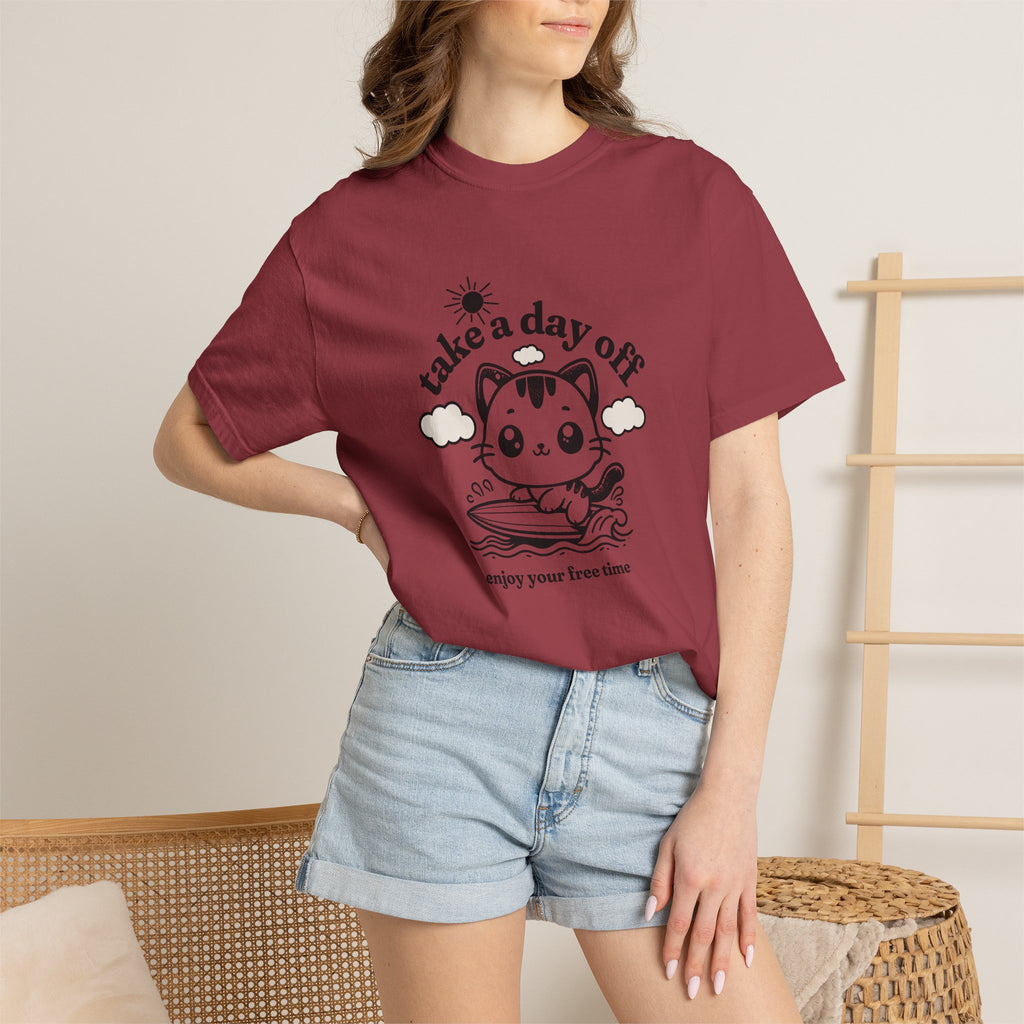 Take a Day Off Cat T-Shirt — Relaxing Kawaii Graphic Tee