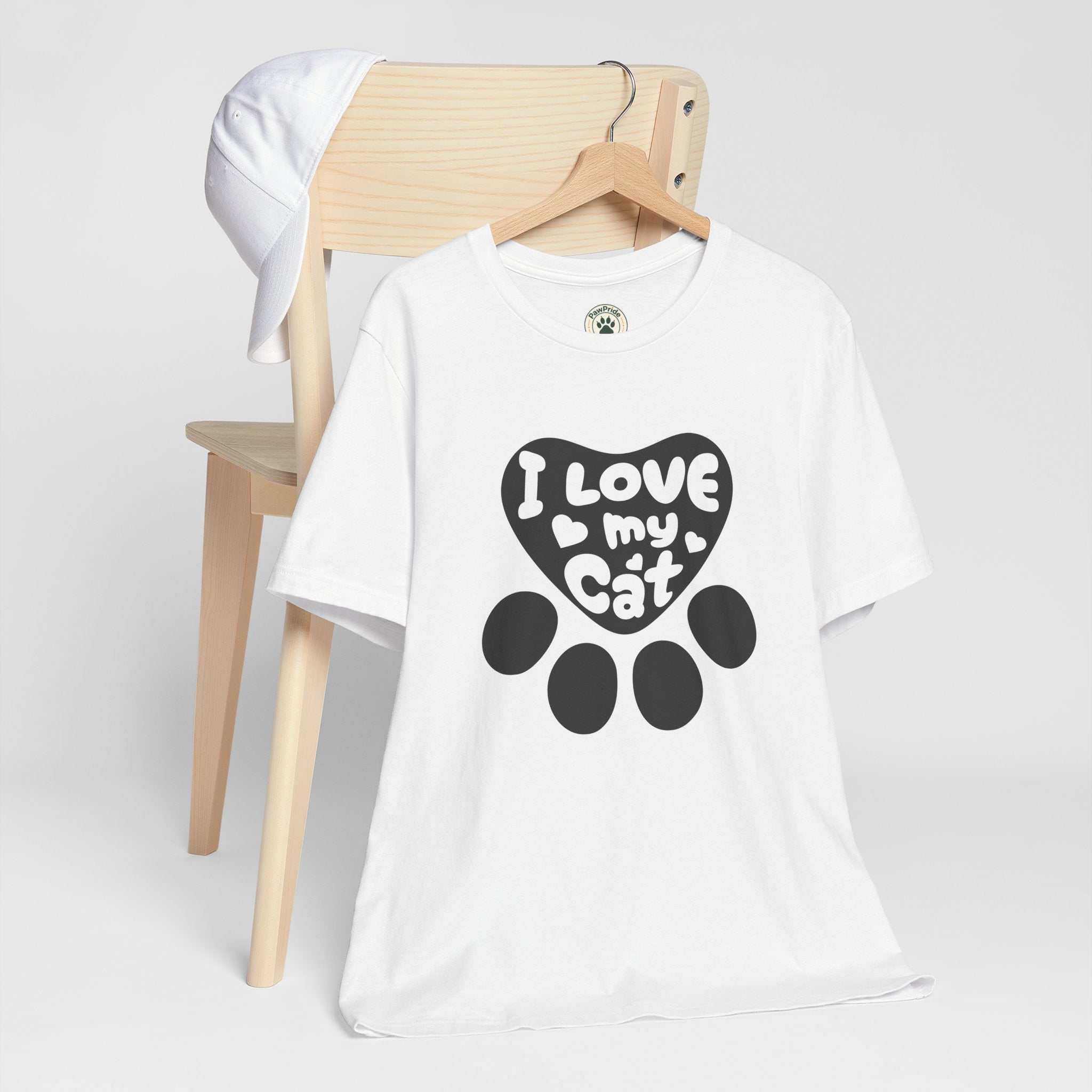 I Love My Cat Paw T-Shirt — Cute Cat Lover Tee
