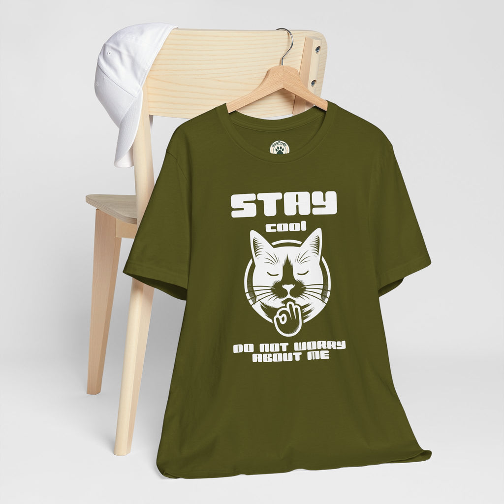 Stay Calm Cat T-Shirt — Cute Grumpy Cat Graphic Tee ("Stay Calm — Do Not Disturb" )