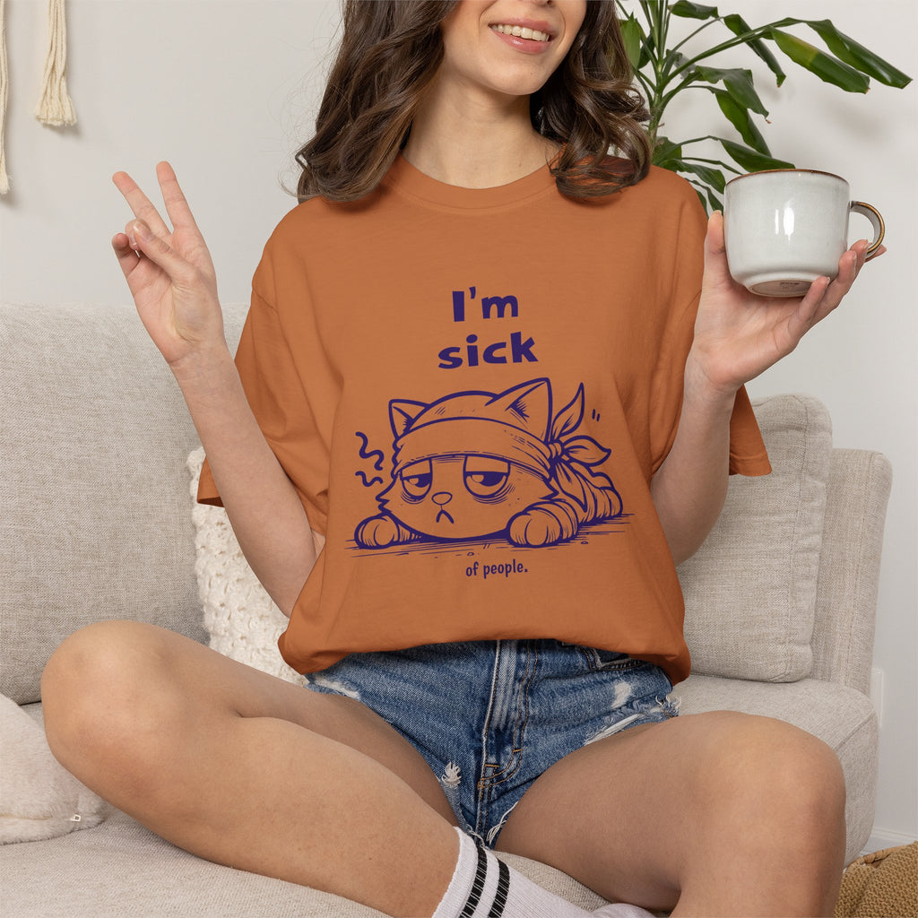 T-Shirt — “I’m Sick of People” Cute Grumpy Cat Graphic Tee