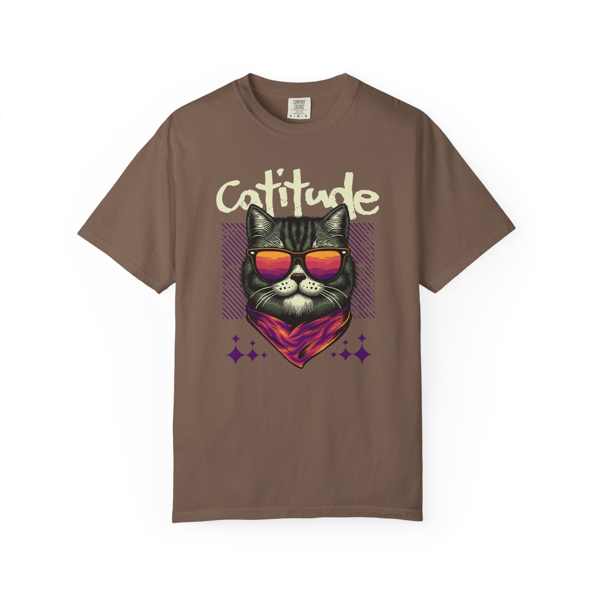 Cattitude Cat Tee — Retro Sunglasses & Bandana Graphic T-Shirt