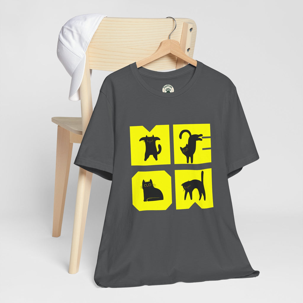 Cat Silhouette Tee — Yellow Block Cats Graphic T-Shirt