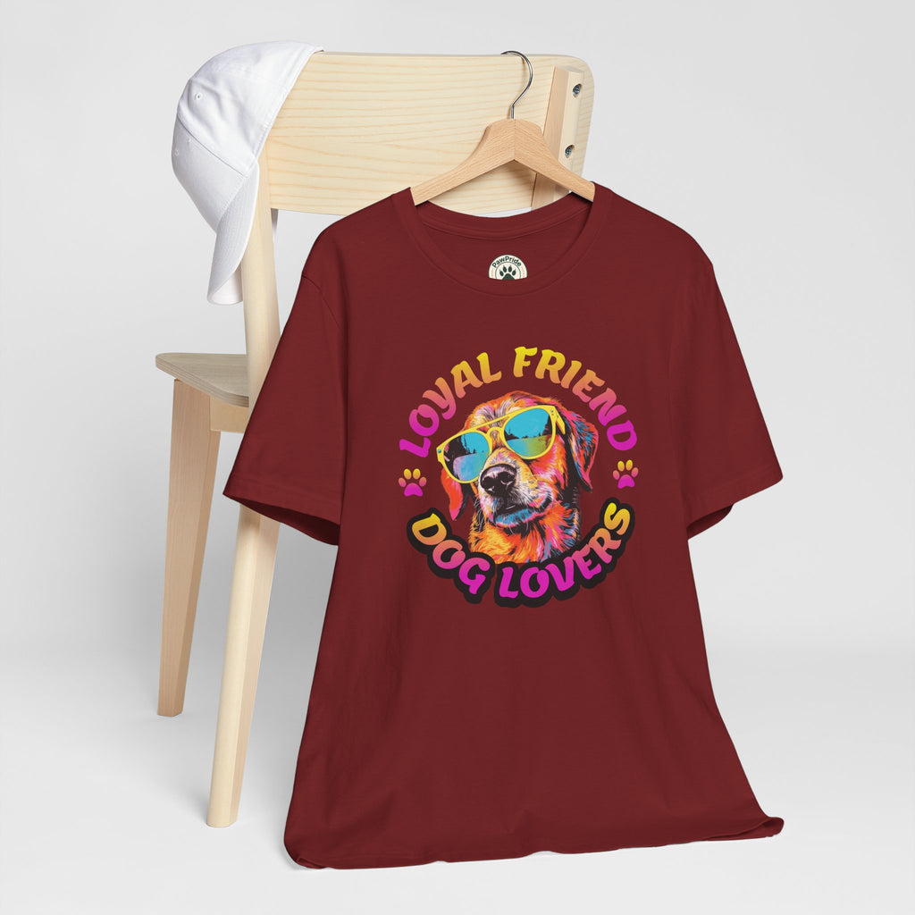 Dog Lovers T-Shirt — "Loyal Friend" Colorful Sunglasses Puppy Tee